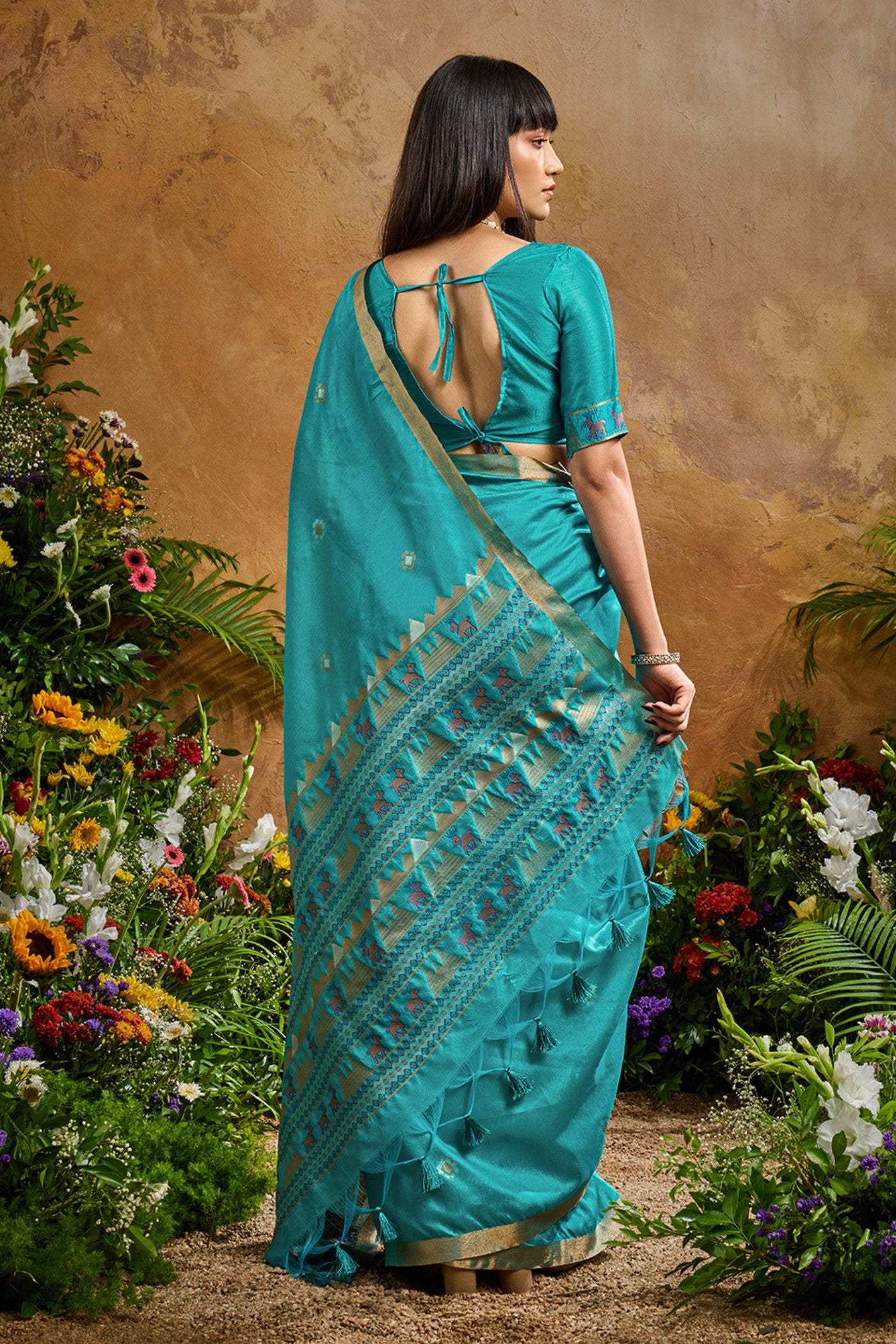 Buy MySilkLove Winter Blue Tussar Handloom Silk Saree Online
