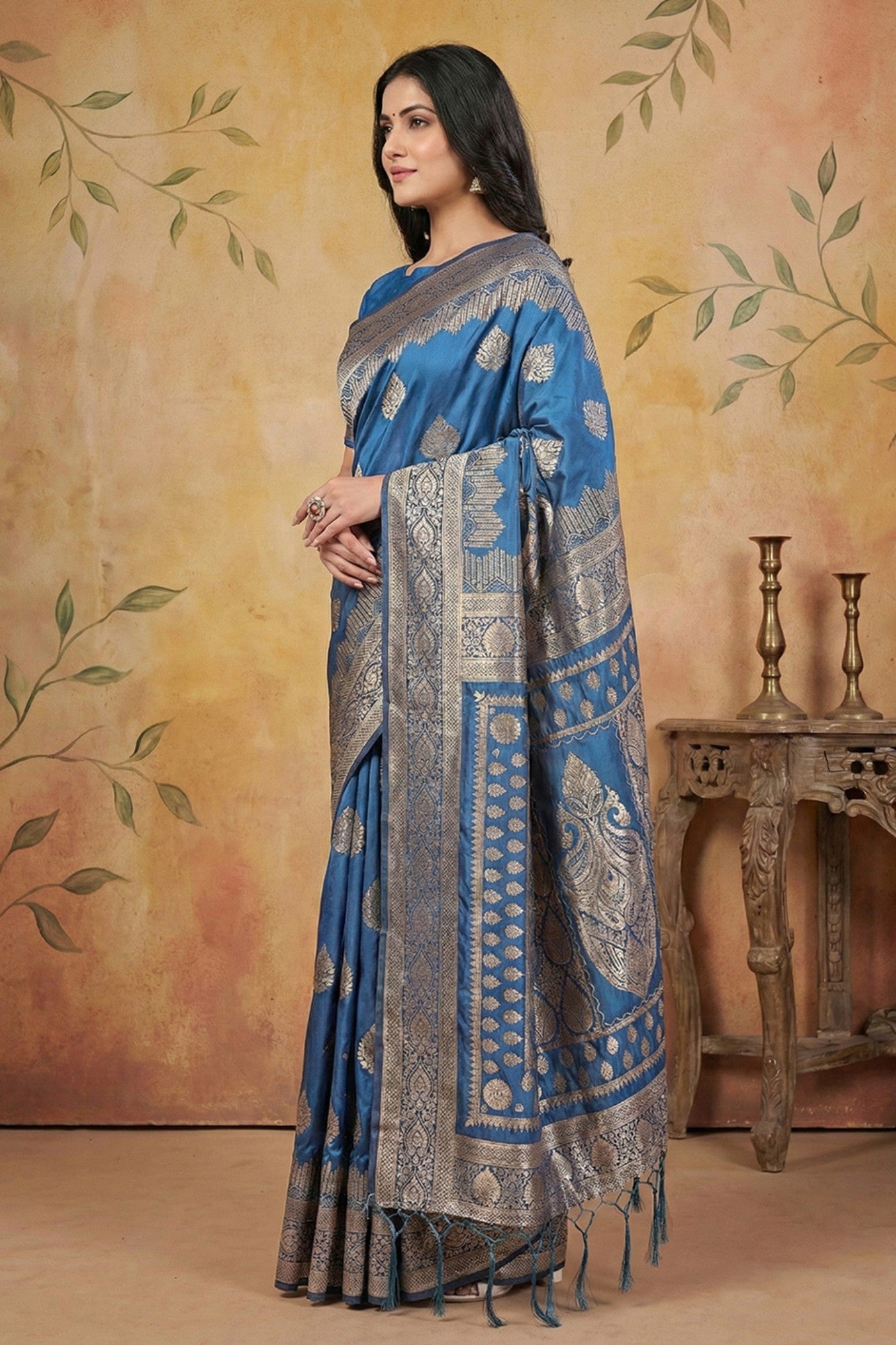 MySilkLove James Blue Woven Banarasi Silk Saree