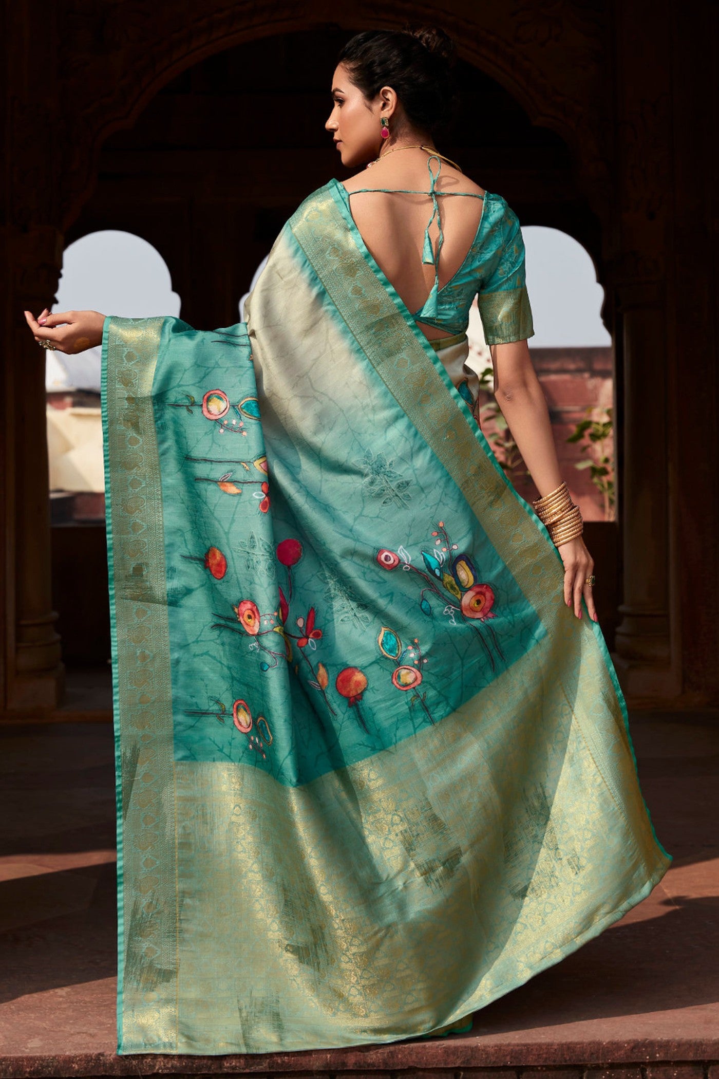 Buy MySilkLove Steal Blue Banarasi Handloom Saree Online