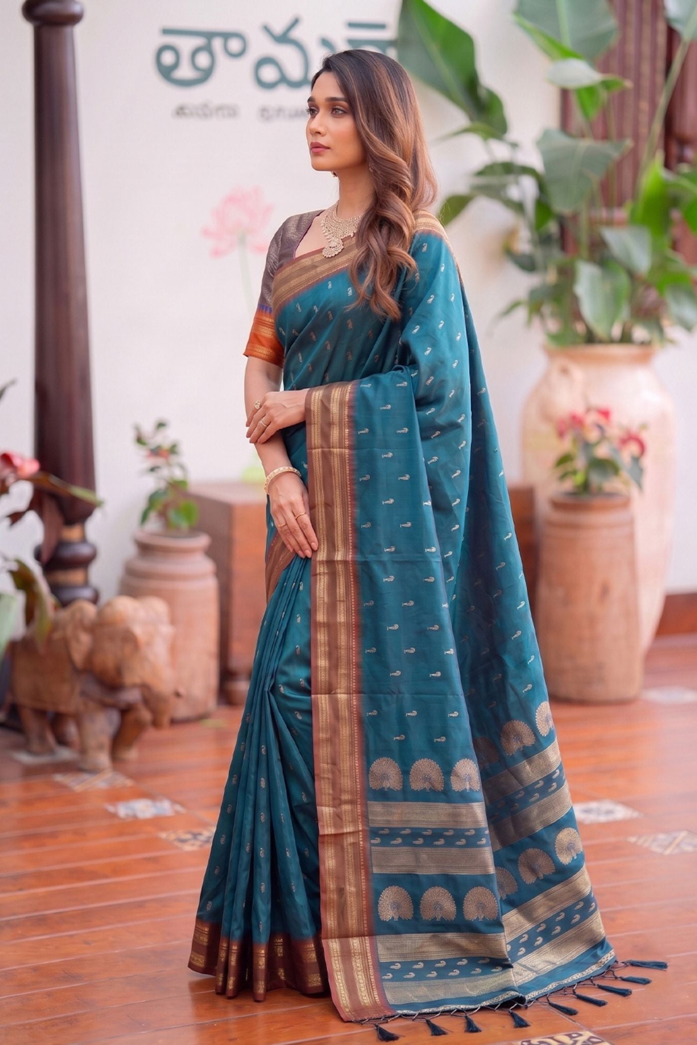 MySilkLove Ocean Blue Banarasi Woven Soft Silk Saree