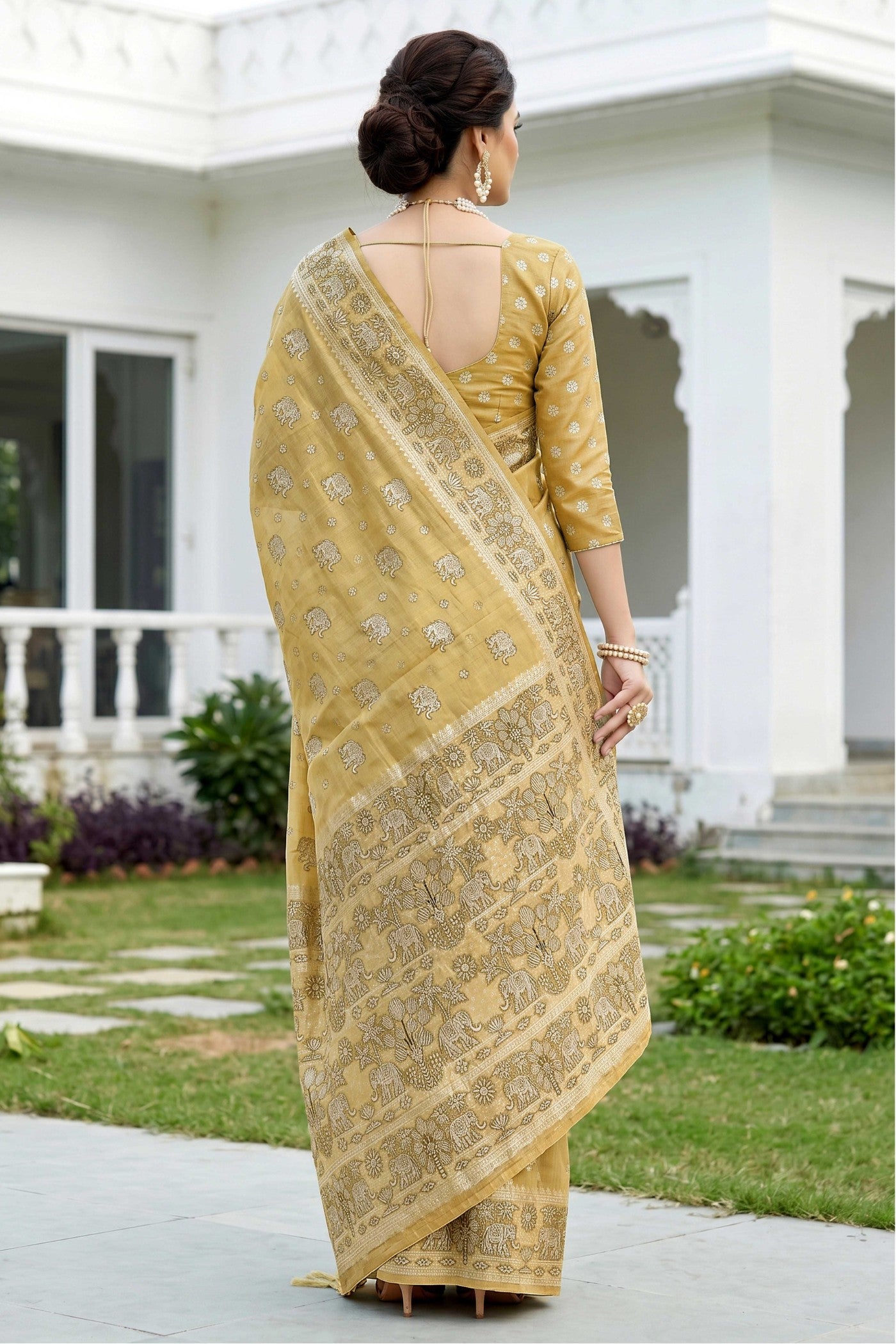 Buy MySilkLove Sunshine Yellow Soft Cotton Printed Saree Online