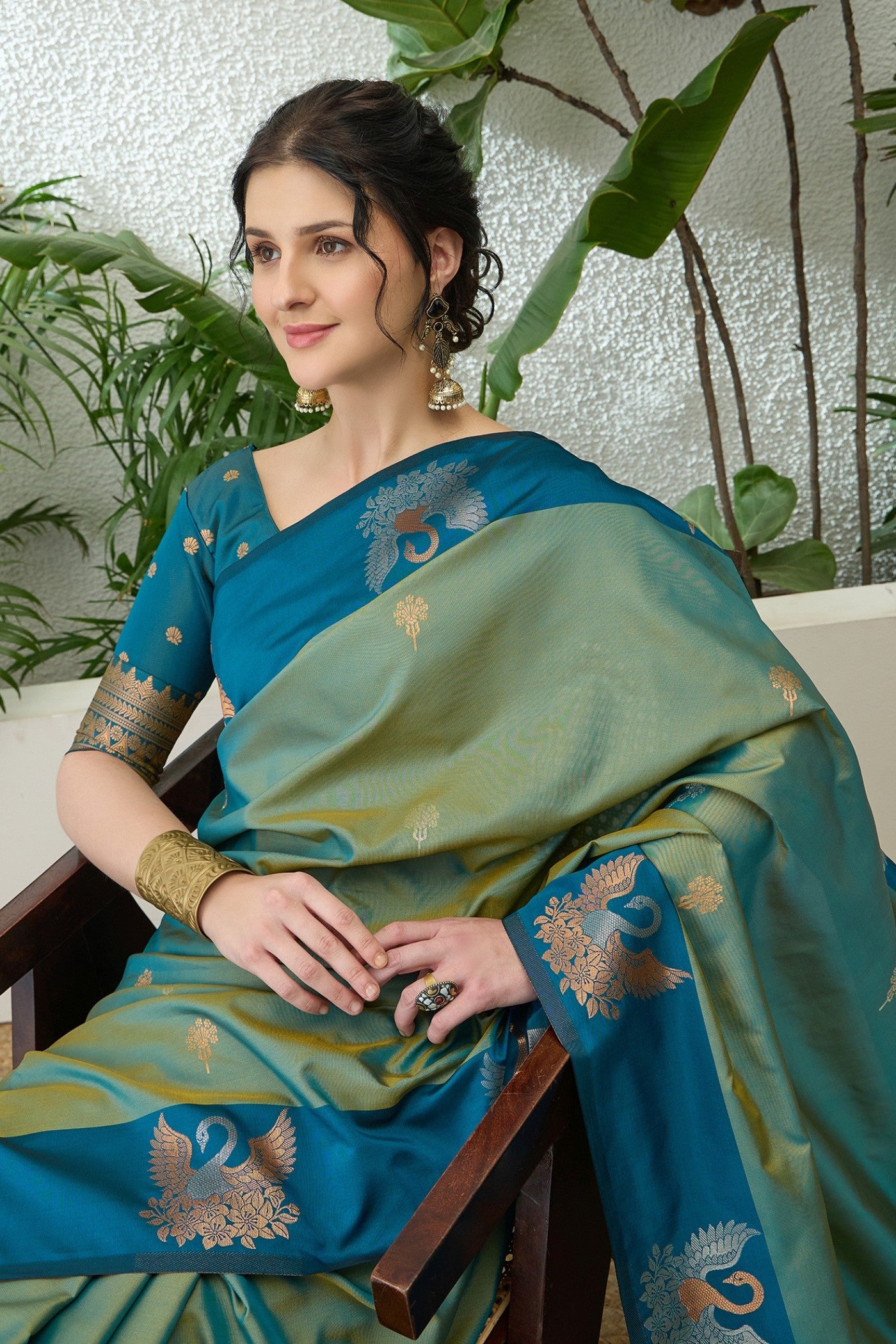 Buy MySilkLove Artichoke Green Banarasi Handloom Soft Silk Saree Online