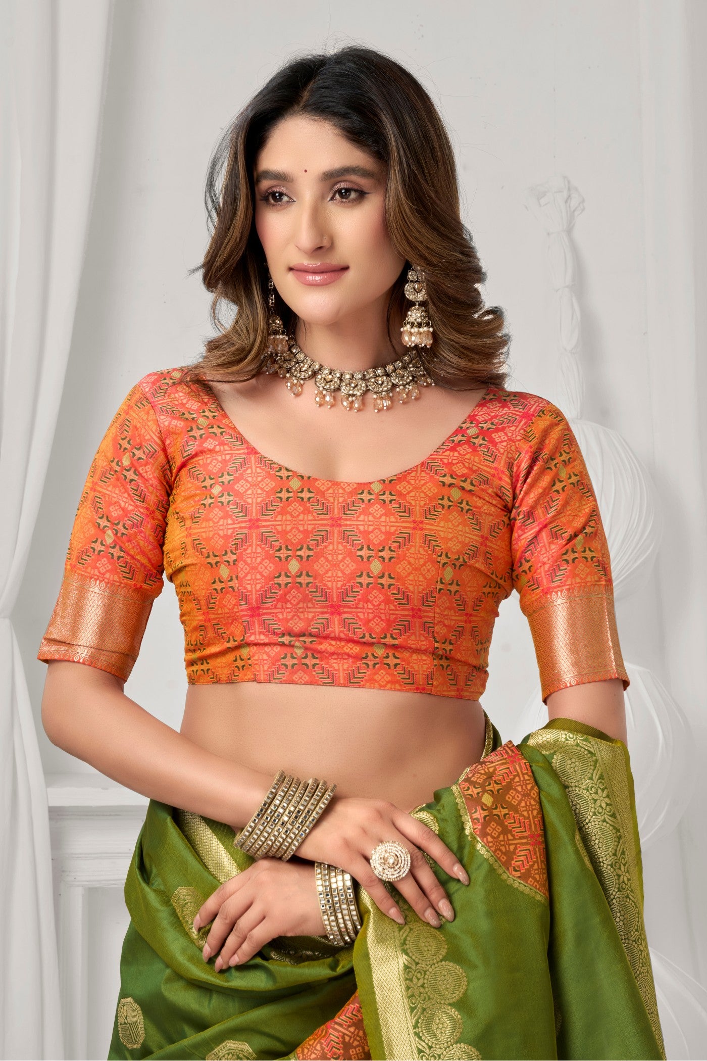 Buy MySilkLove Apple Green Woven Banarasi Soft Silk Saree Online