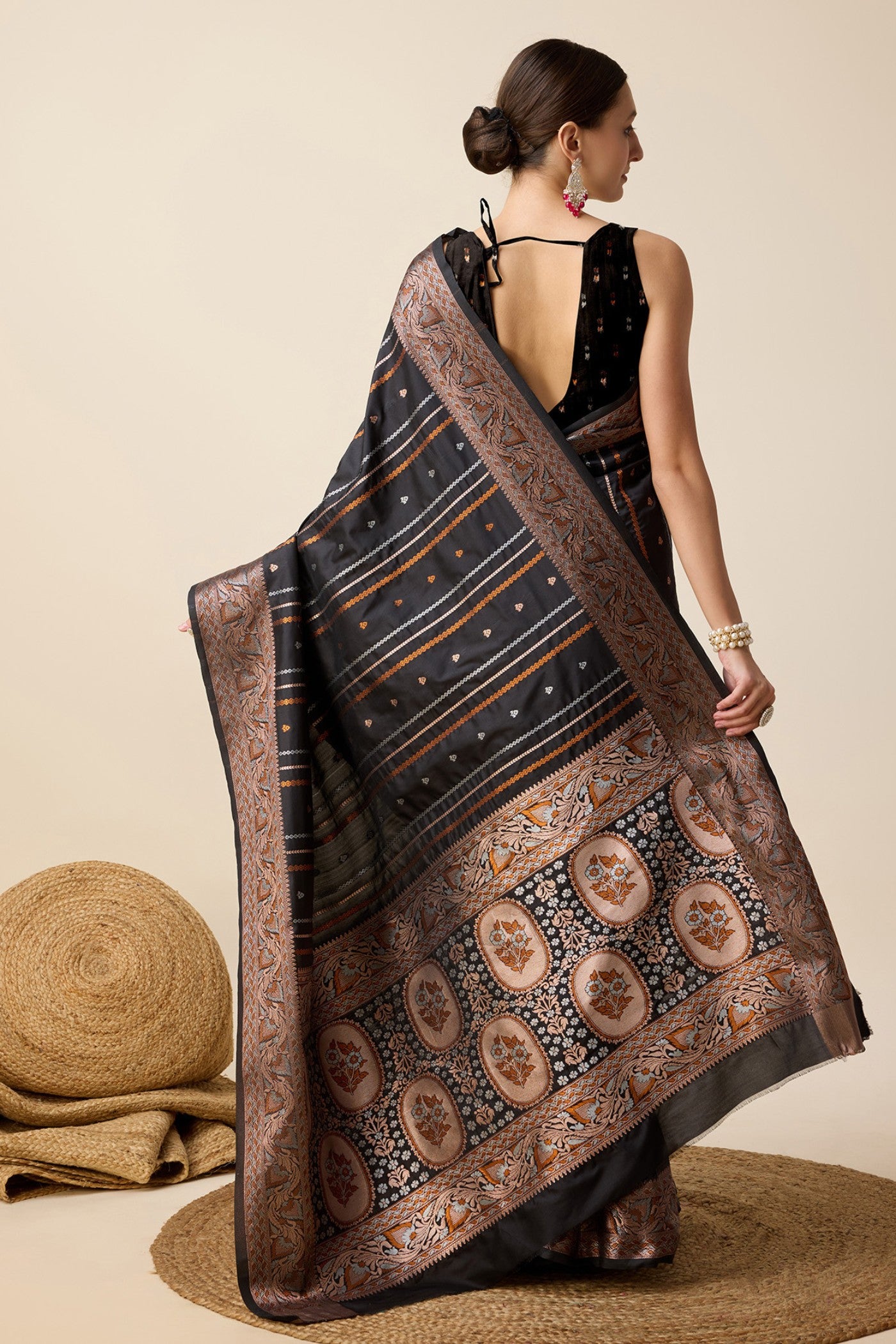 Buy MySilkLove Soot Black Zari Woven Banarasi Saree Online