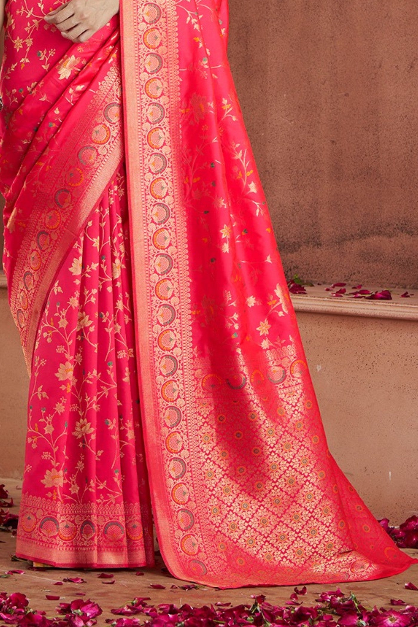 Buy MySilkLove Rose Pink Woven Banarasi Saree Online