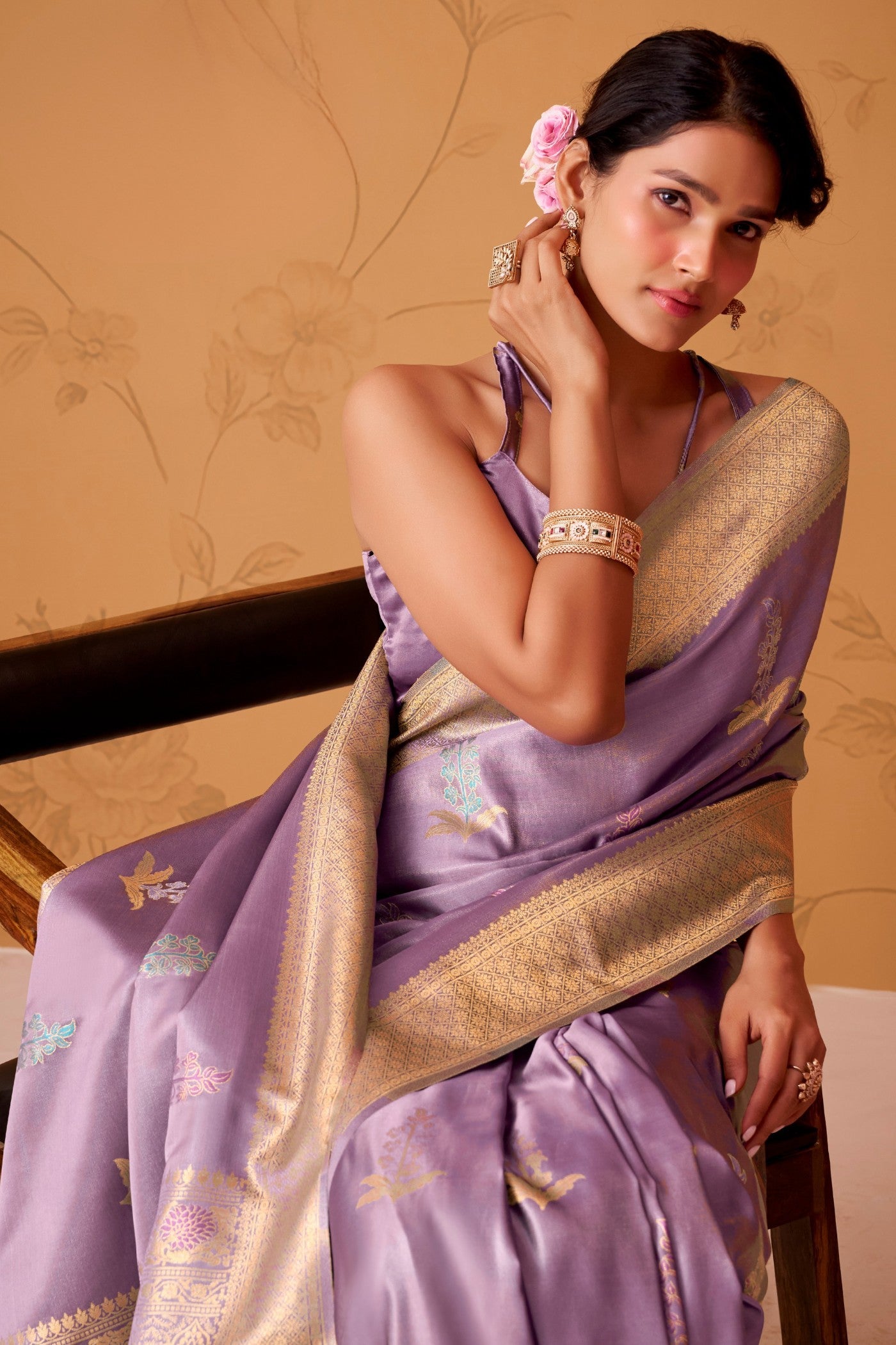 MySilkLove Liseran Purple Handloom Satin Silk Saree