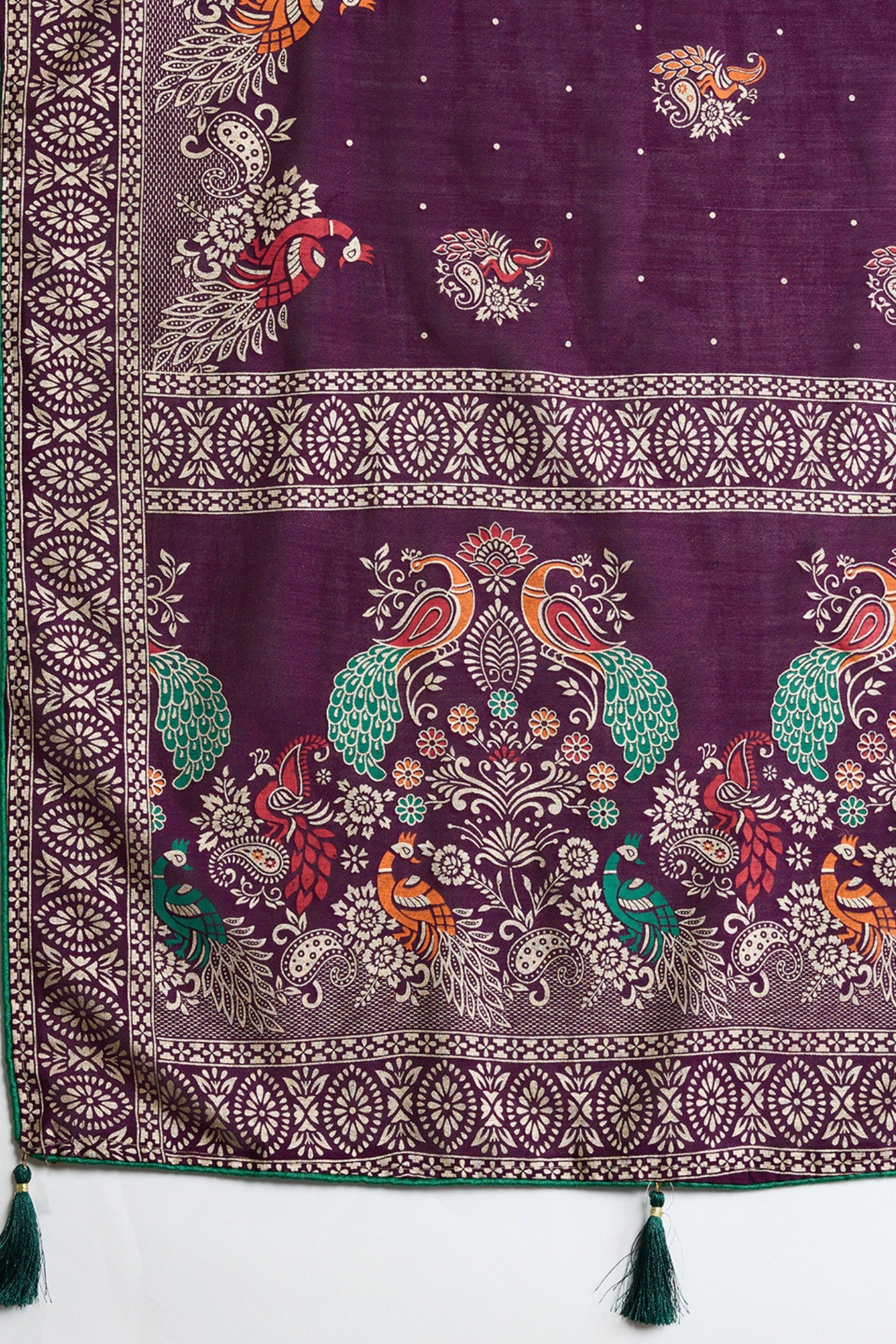 Buy MySilkLove Firebrick Maroon Printed Chinon Saree Online