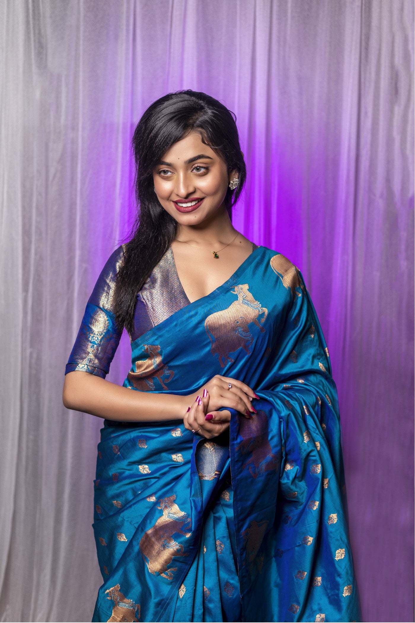 Buy MySilkLove Royal Blue Woven Banarasi Saree Online