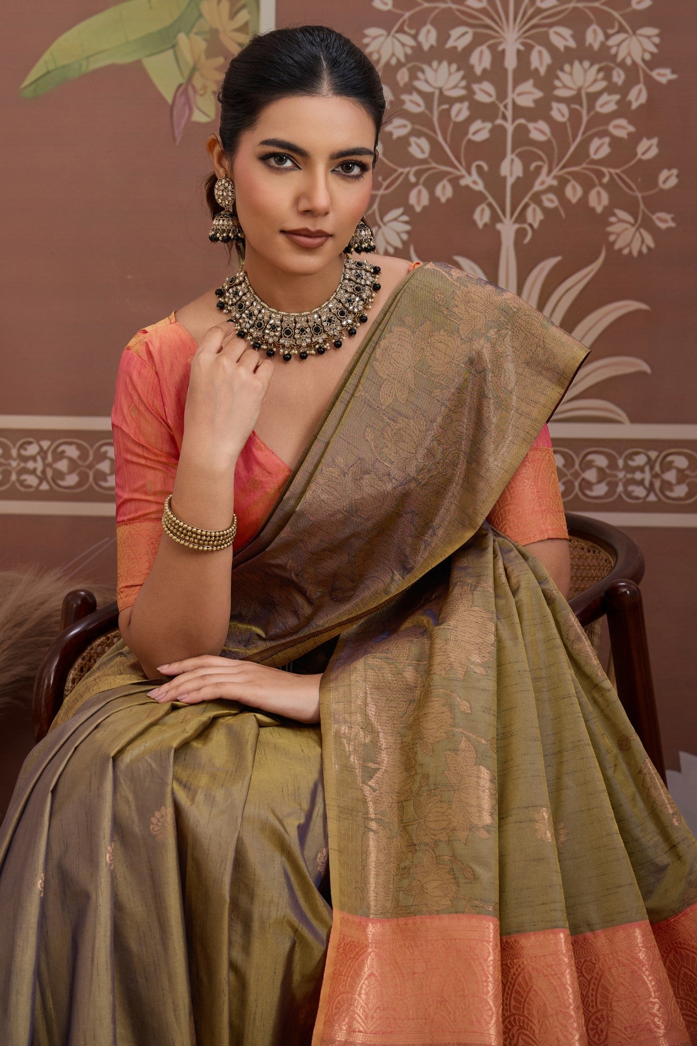 Buy MySilkLove Sea Green Banarasi Handloom Tussar Saree Online