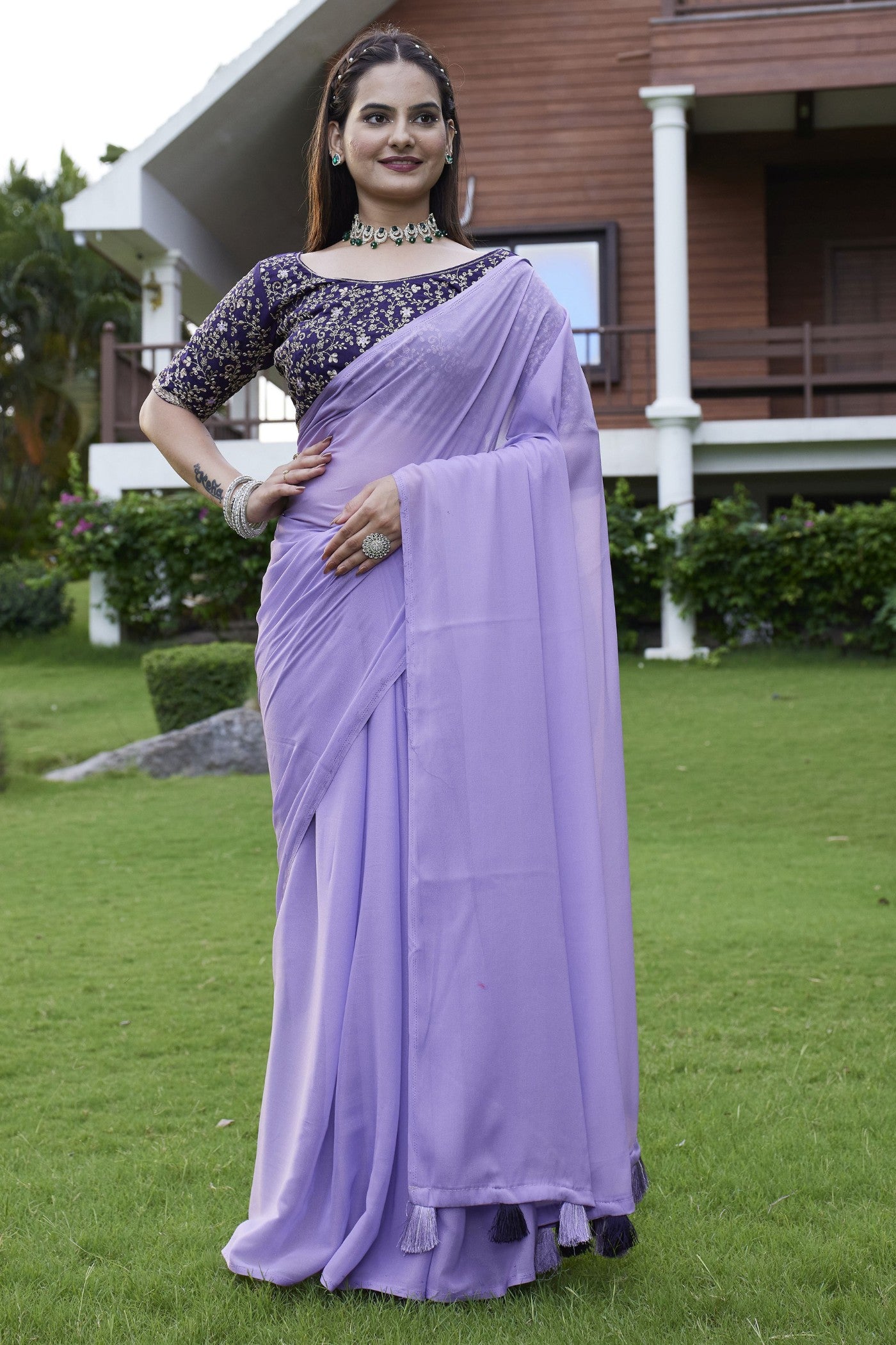 Buy MySilkLove Tyrian Purple Georgette Saree Online