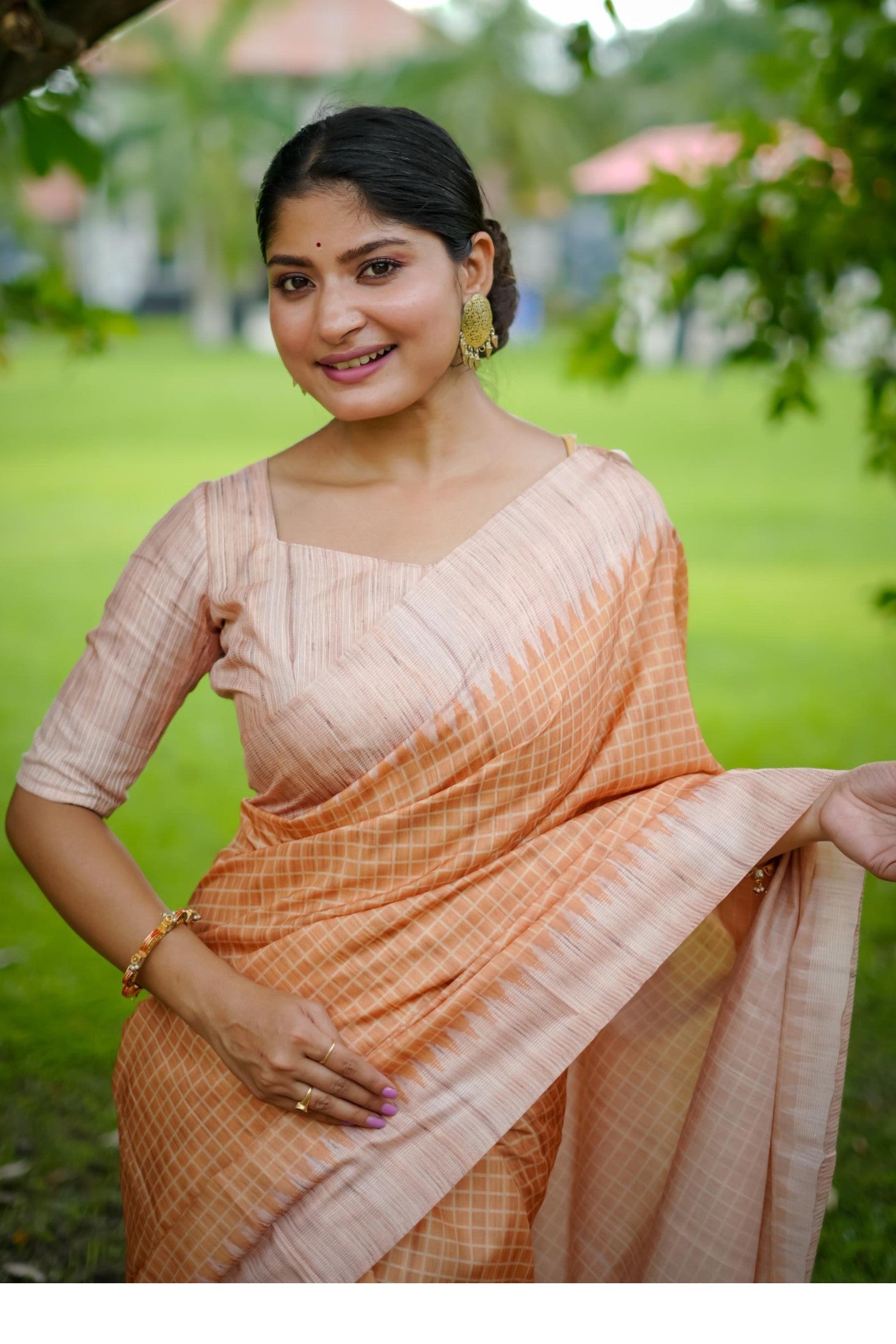 MySilkLove Tumbleweed Orange Printed Raw Silk Saree