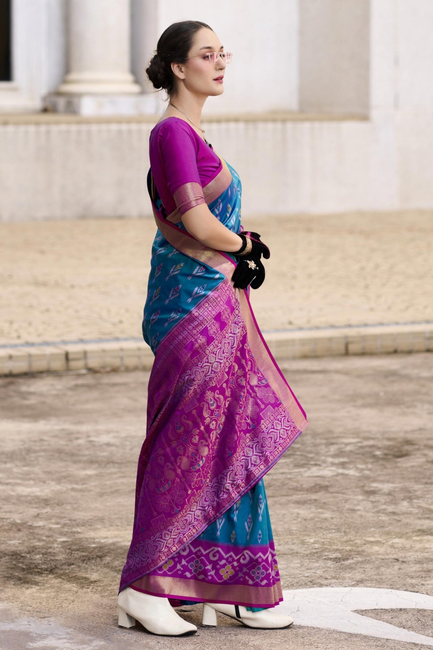 Buy MySilkLove Eastern Blue Woven Banarasi Soft Silk Saree Online