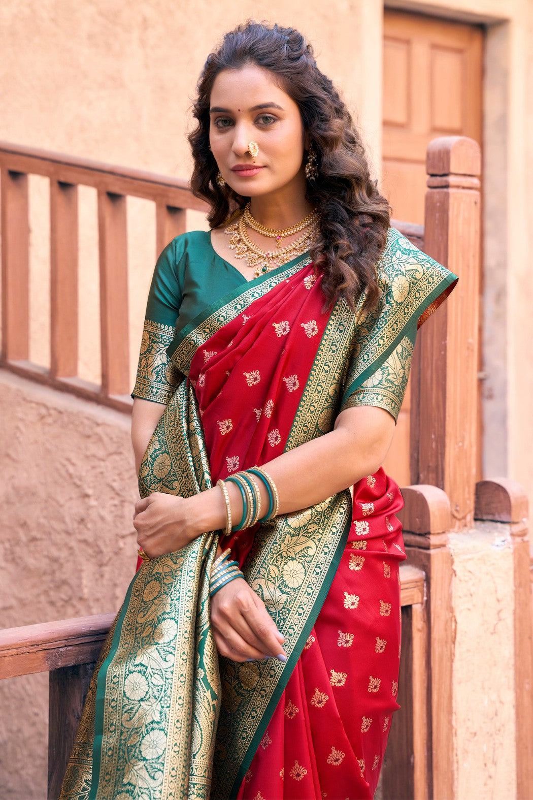 Buy MySilkLove Barn Red Woven Banarasi Soft Silk Saree Online