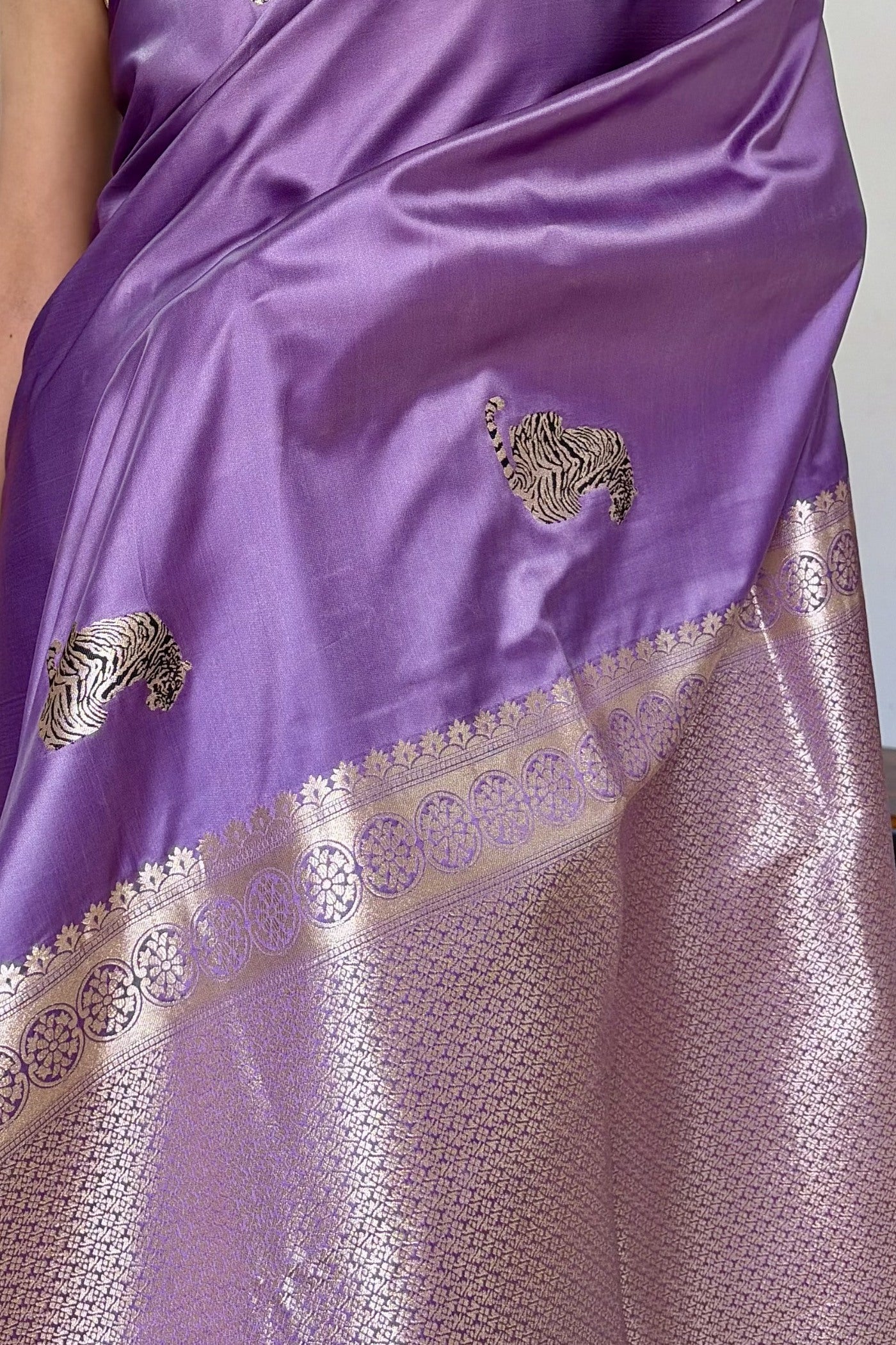 Buy MySilkLove Wisteria Purple Handloom Satin Soft Silk Saree Online