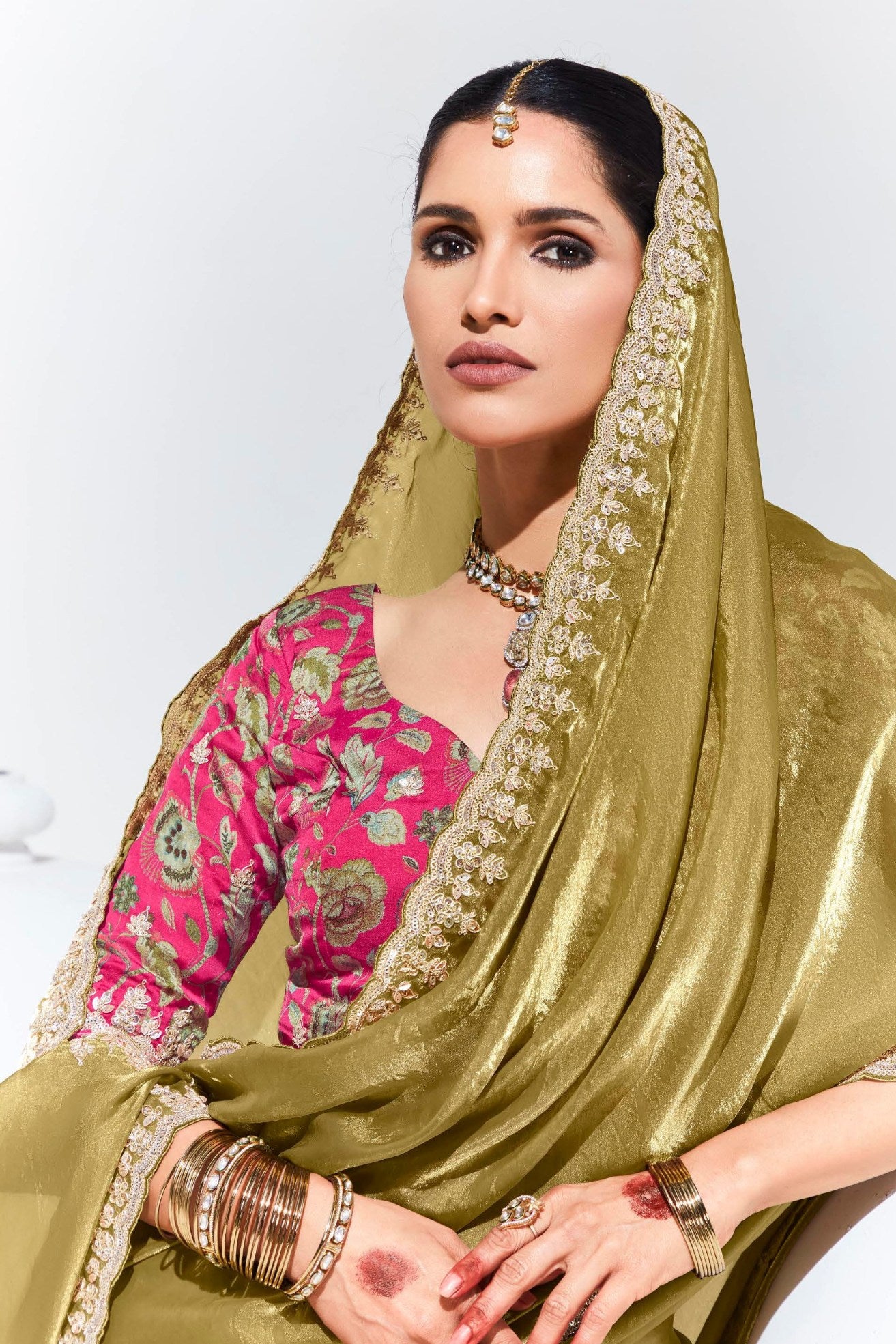 Buy MySilkLove Kumera Yellow Tissue Organza Designer Partywear Saree Online