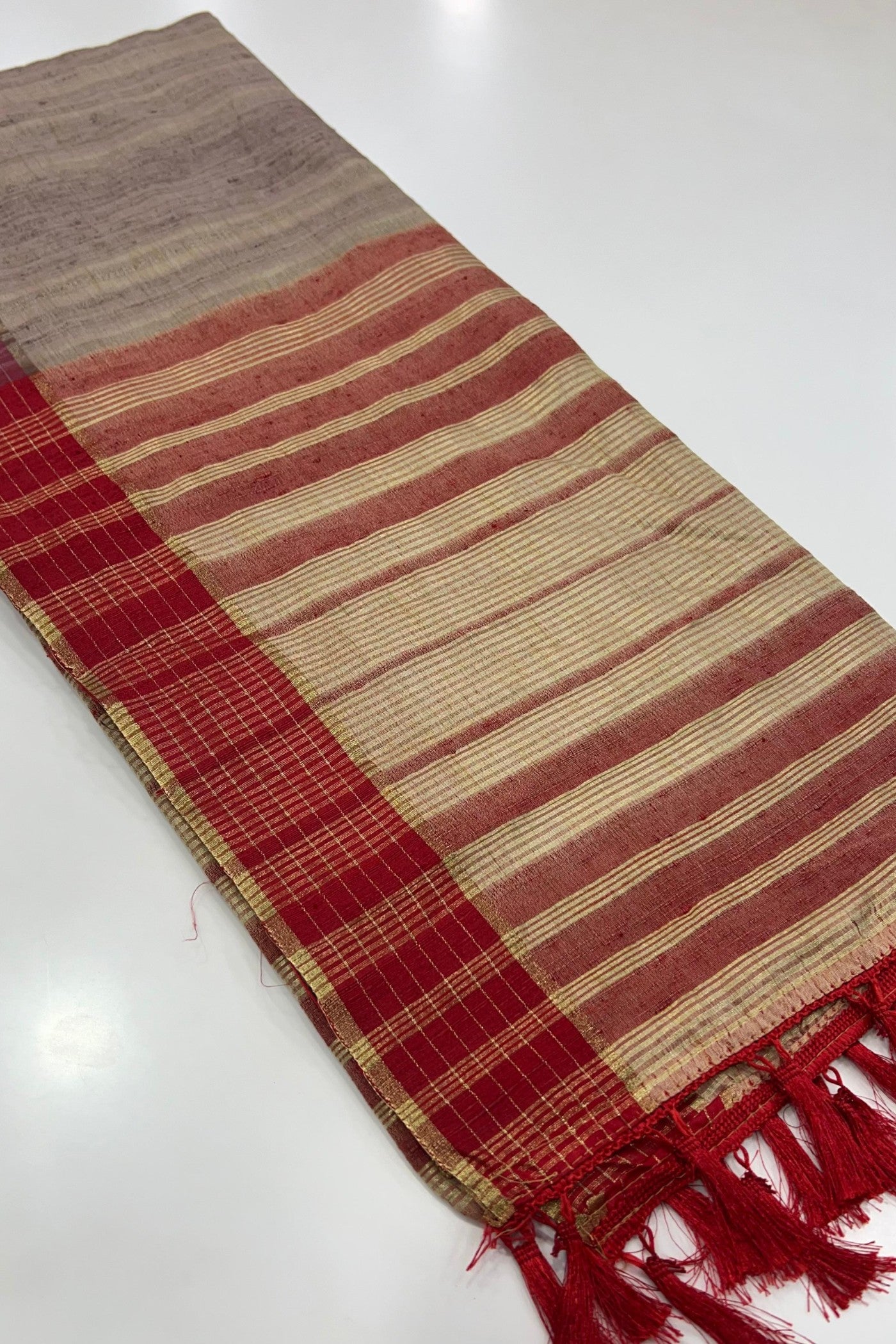 Buy MySilkLove Antique Brass Brown Handloom Katan Saree Online