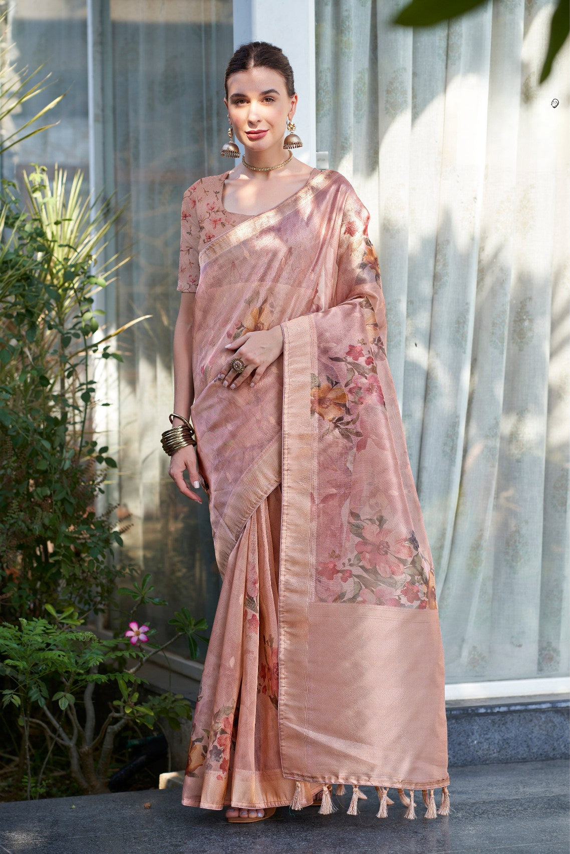 Buy MySilkLove Cupid Pink Digital Printed Organza Saree Online