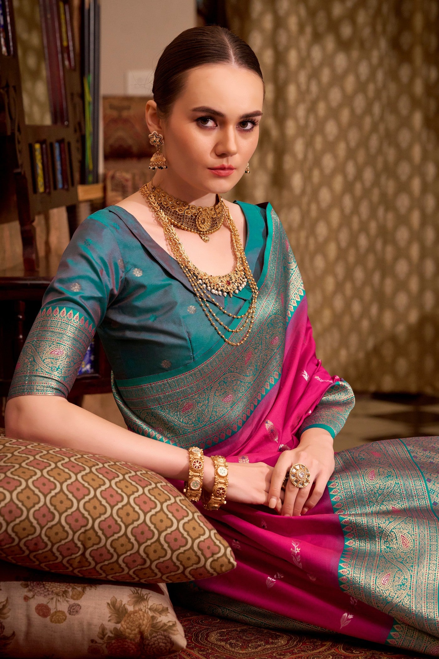 Buy MySilkLove Ultra Pink Woven Banarsi Saree Online
