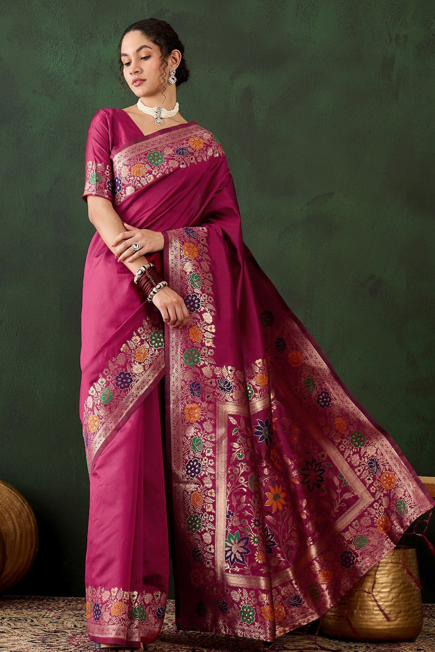 Buy MySilkLove Bondy Maroon Banarasi Designer Saree Online