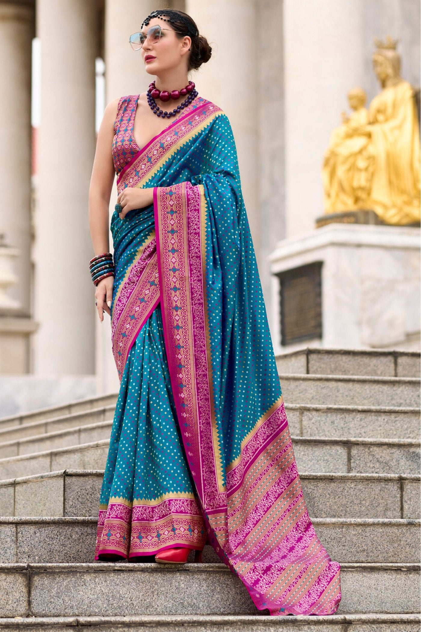 Buy MySilkLove Eden Blue Woven Banarasi Saree Online