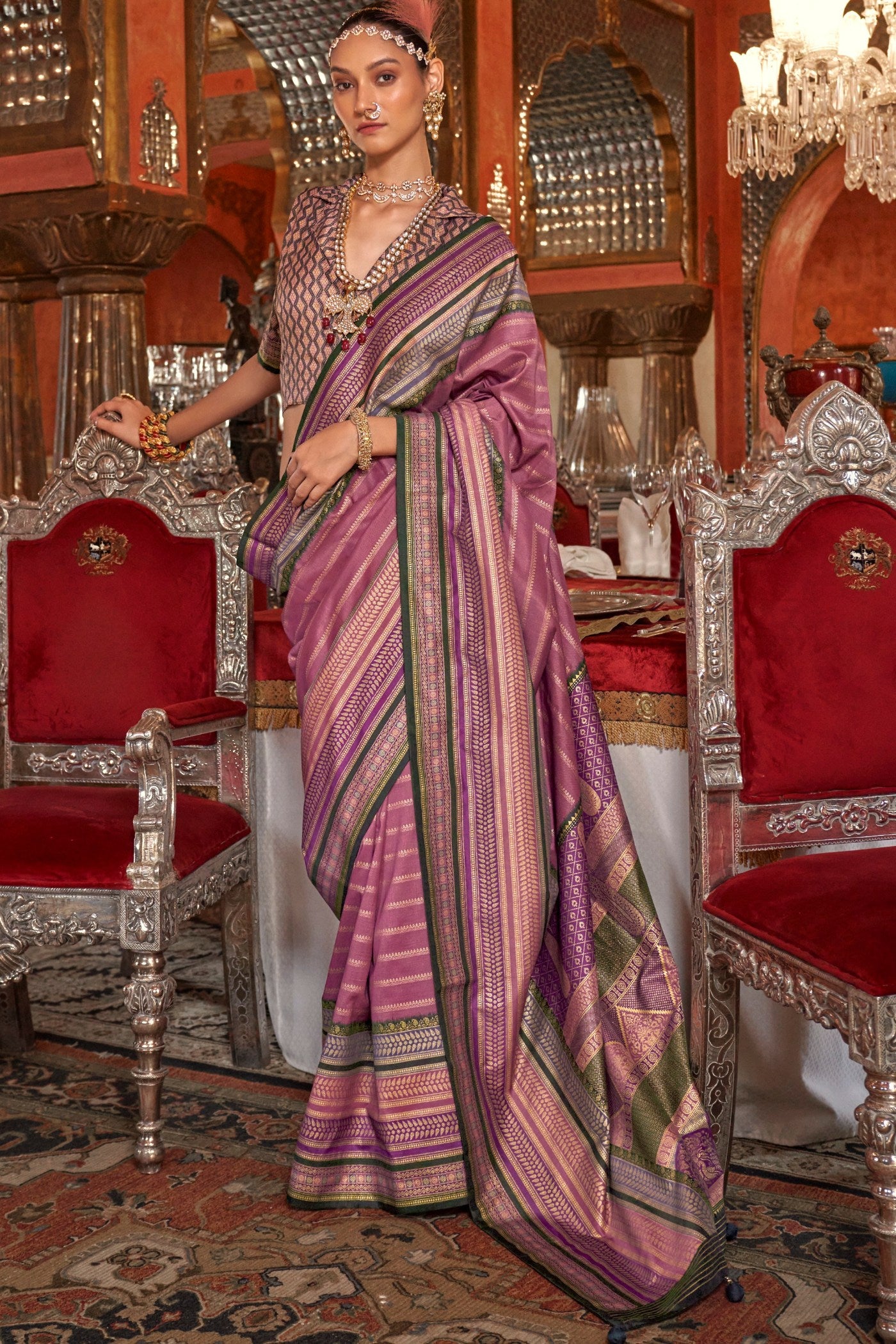 Buy MySilkLove Berry Pink Printed Patola Saree Online