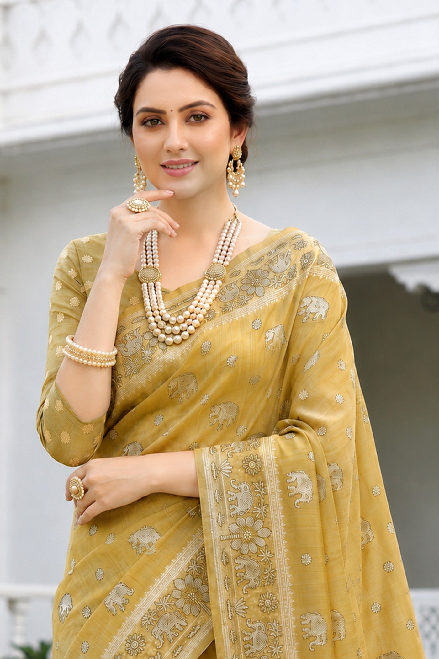 Buy MySilkLove Sunshine Yellow Soft Cotton Printed Saree Online