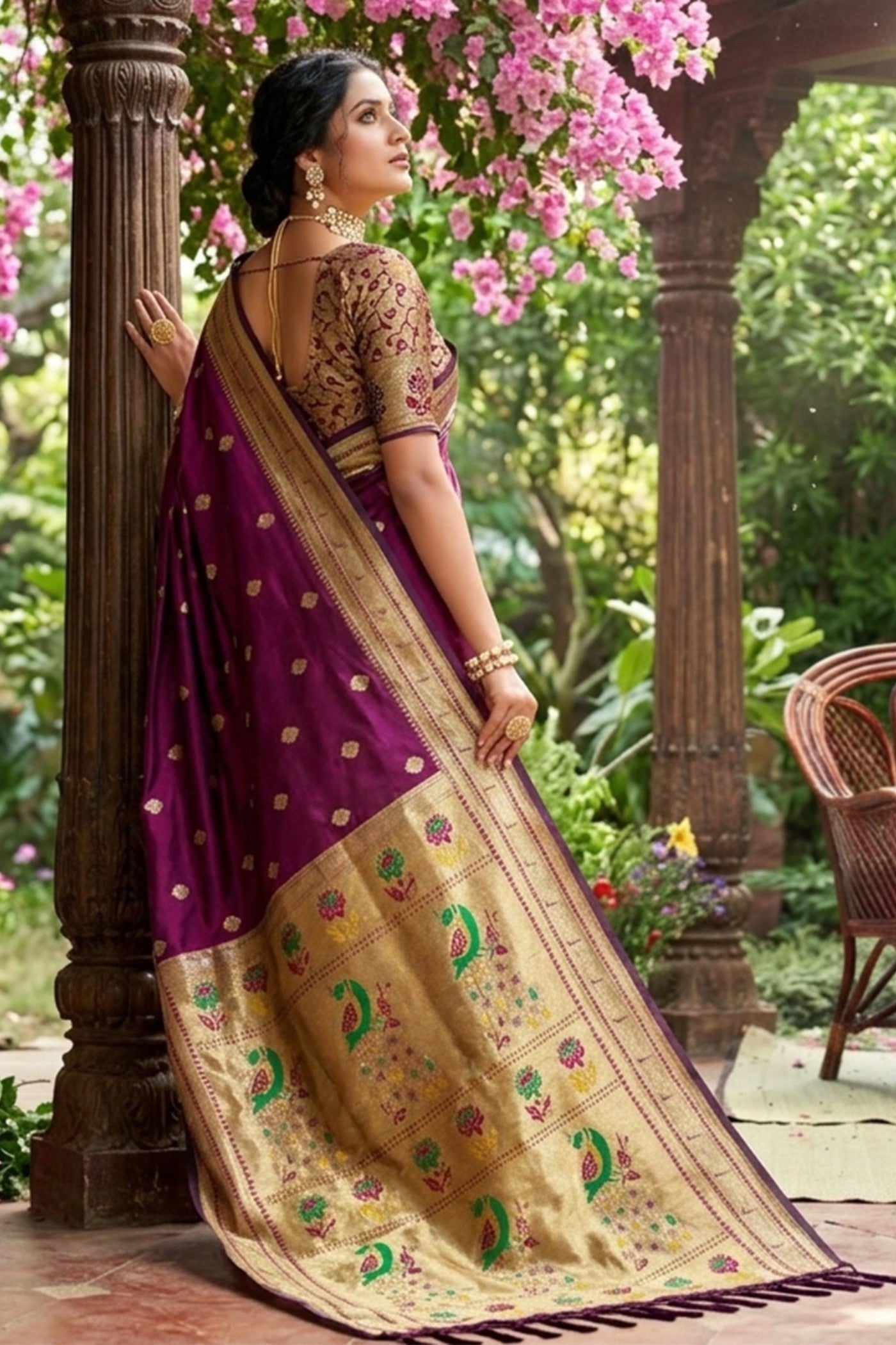 MySilkLove Crocus Purple Zari Woven Paithani Saree