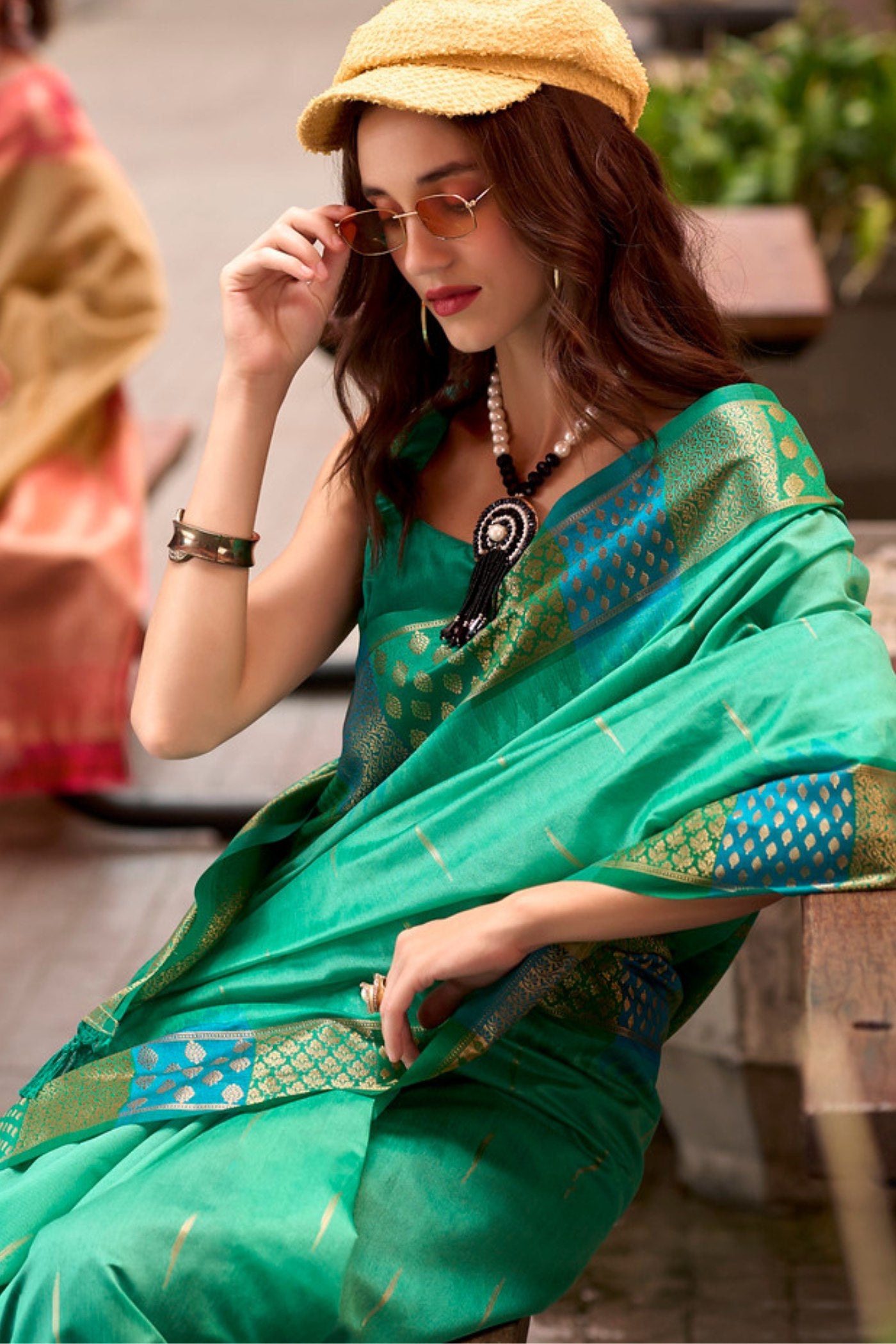 Buy MySilkLove Jungle Green Woven Banarasi Saree Online