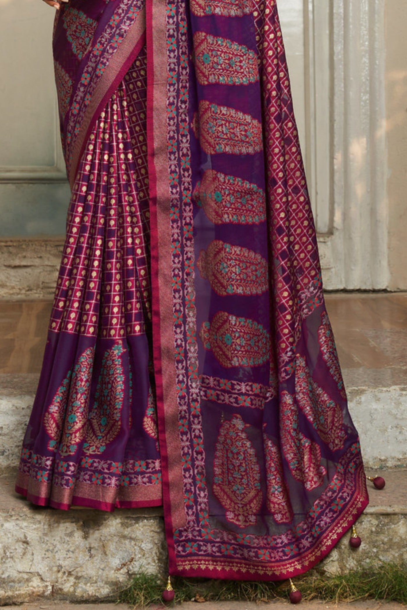 Buy MySilkLove Mulberry Purple Banarasi Georgette Saree Online