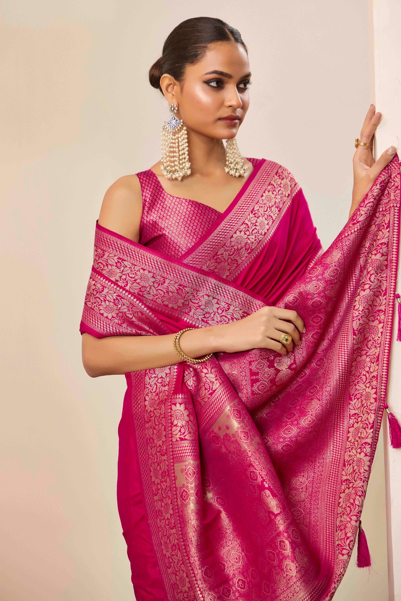 MySilkLove Blush Pink Woven Dola Silk Saree