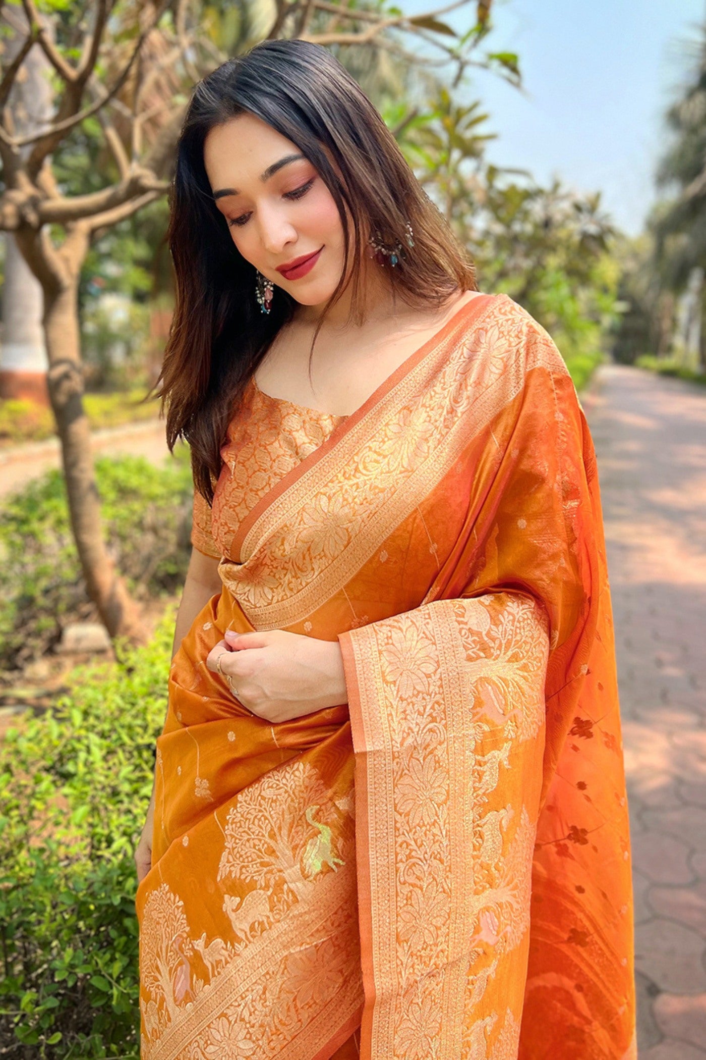 MySilkLove Daisy Yellow Woven Organza Saree