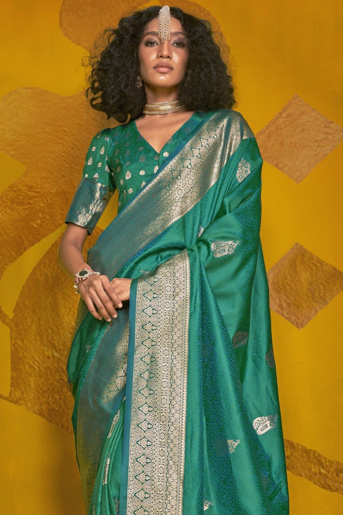 Buy MySilkLove Spring Green Banarasi Handloom Silk Saree Online