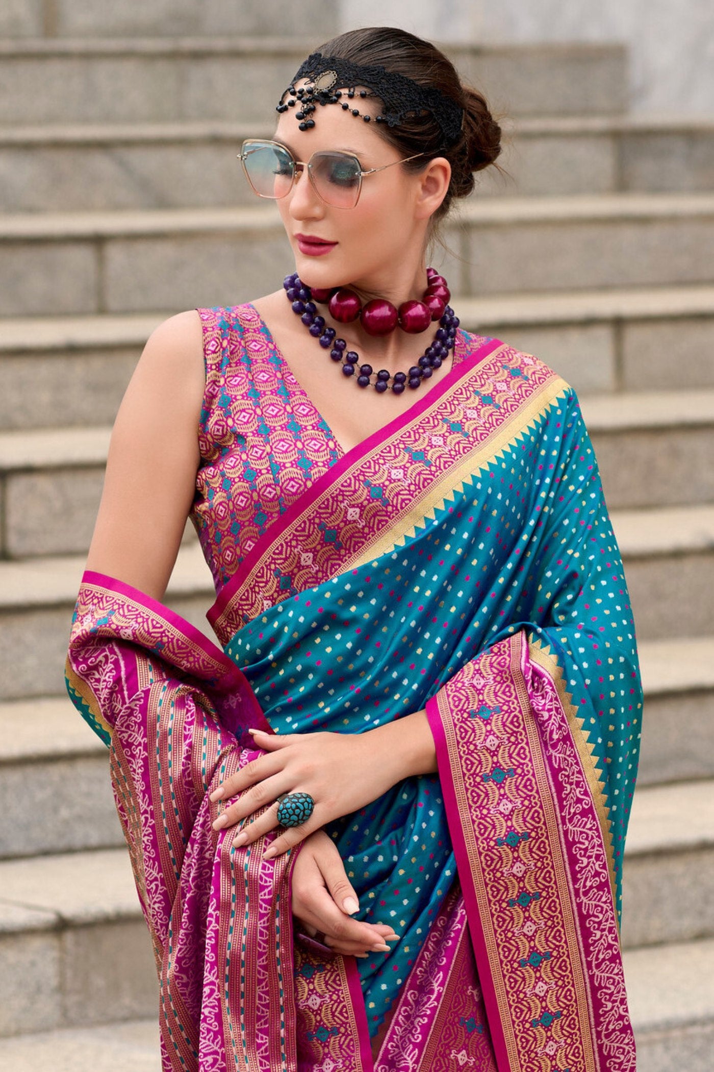 Buy MySilkLove Eden Blue Woven Banarasi Saree Online