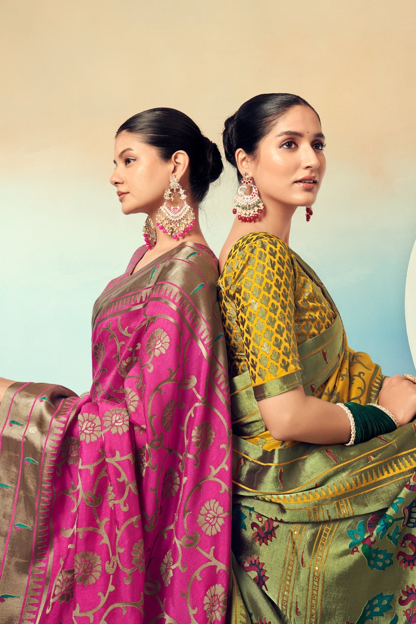 Buy MySilkLove Hibiscus Pink Designer Banarasi Georgette Saree Online