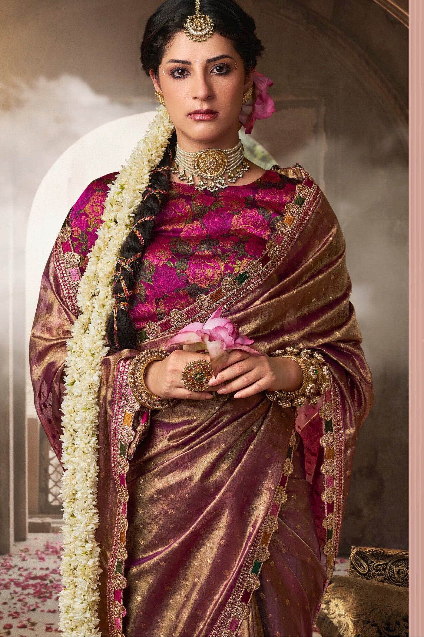 MySilkLove Congo Brown Tissue Designer Saree