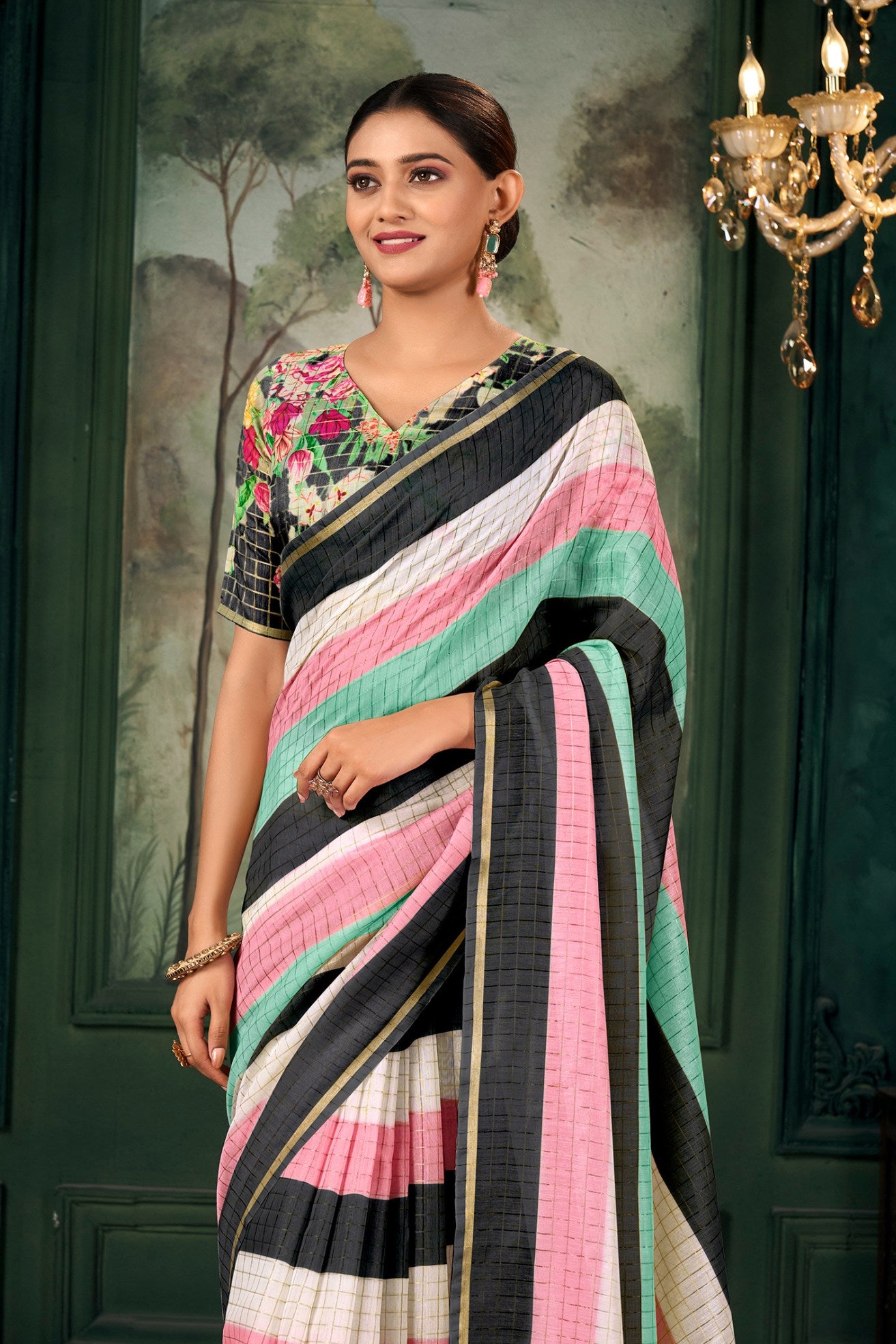 Buy MySilkLove Bunker Black Chanderi Linen Saree Online