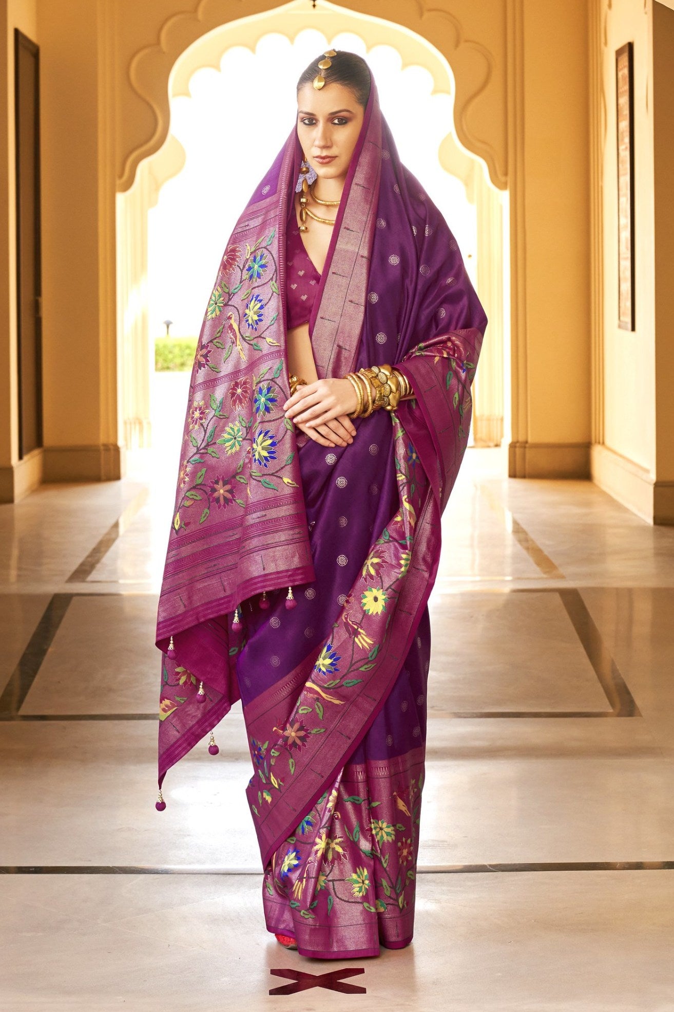 MySilkLove Wine Berry Purple Woven Paithani Designer Saree