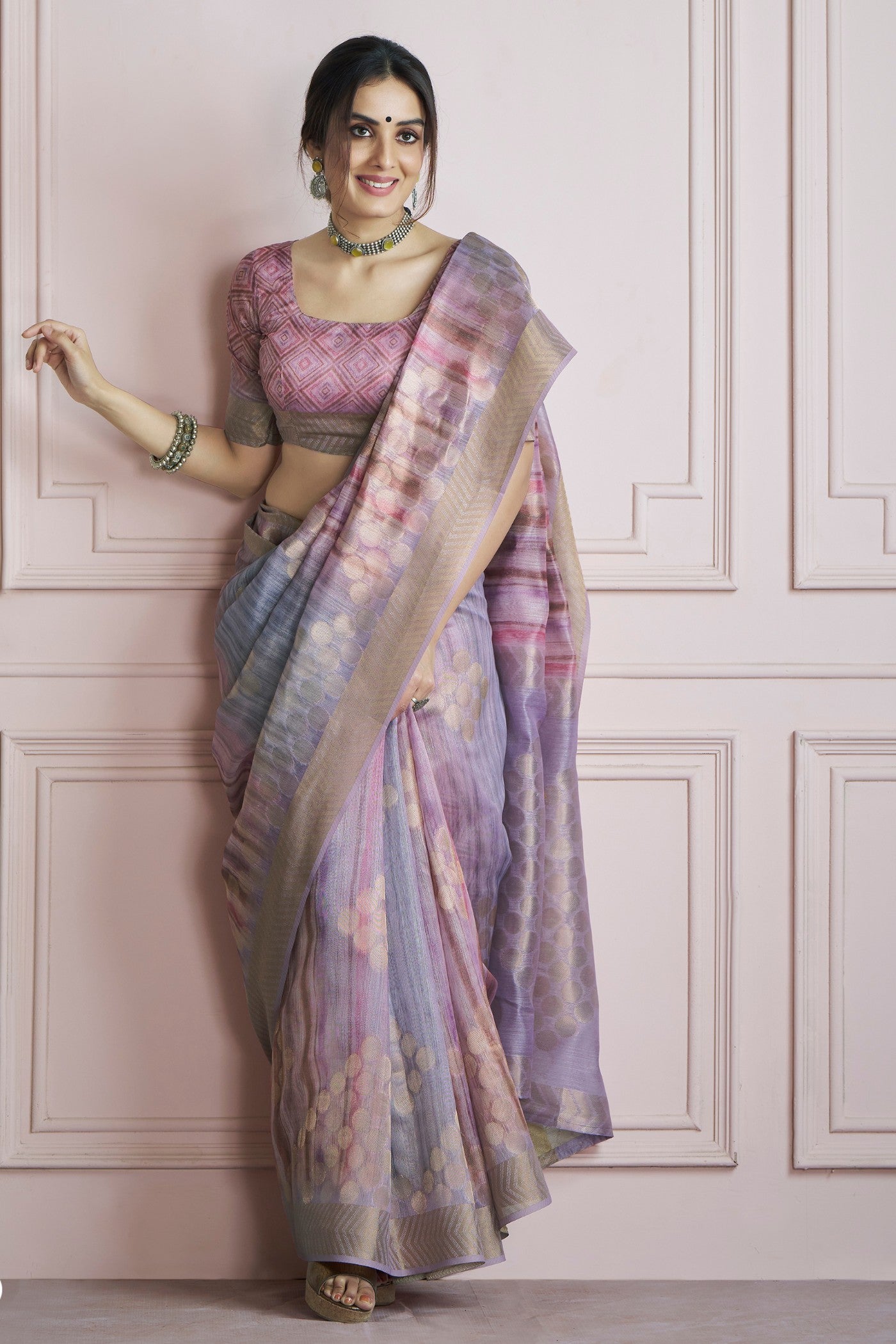 Buy MySilkLove Light Mauve Purple Handloom Khadi Silk Saree Online