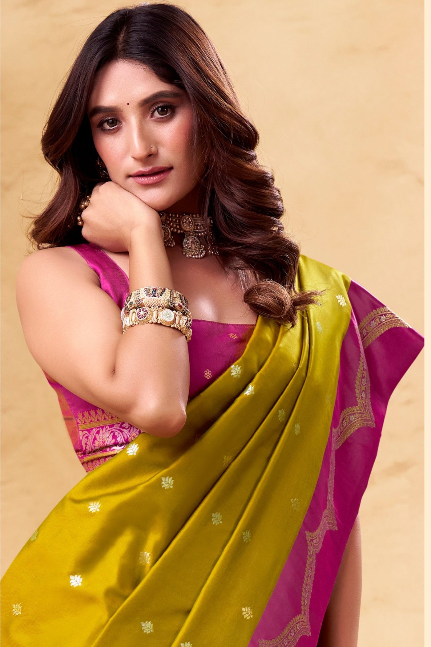 MySilkLove Mint Green Woven Banarasi Satin Soft Silk Saree