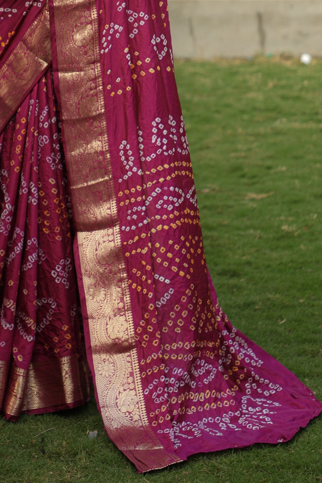 Buy MySilkLove Claret Pink Designer Bandhani Printed Saree Online