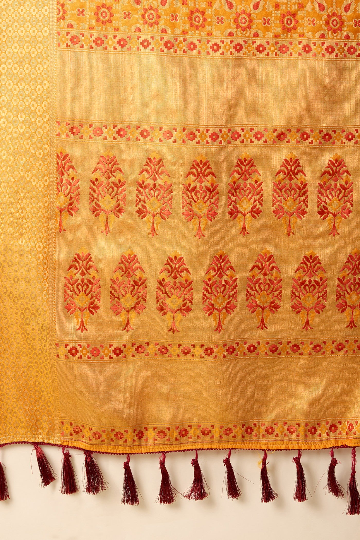 Buy MySilkLove Amber Yellow Zari Woven Banarasi Saree Online