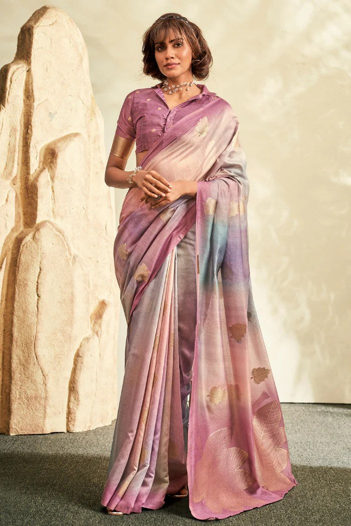 Buy MySilkLove Turkish Rose Purple Banarasi Handloom  Silk Saree Online