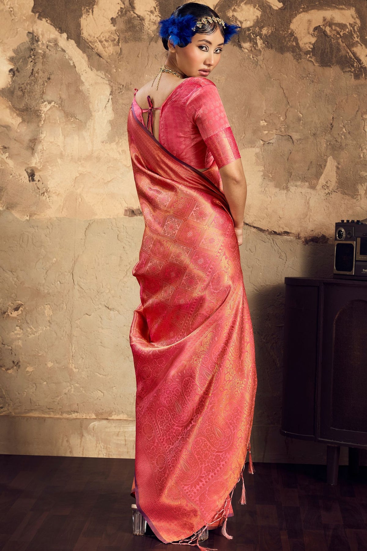 Buy MySilkLove Nectarine Orange Kanjivaram Handloom Saree Online