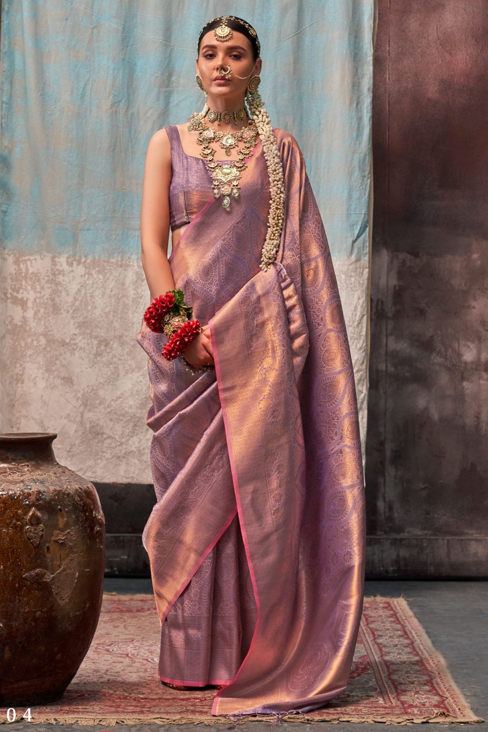 Buy MySilkLove Hot Pink Two Tone Kanjivaram Handloom Saree Online