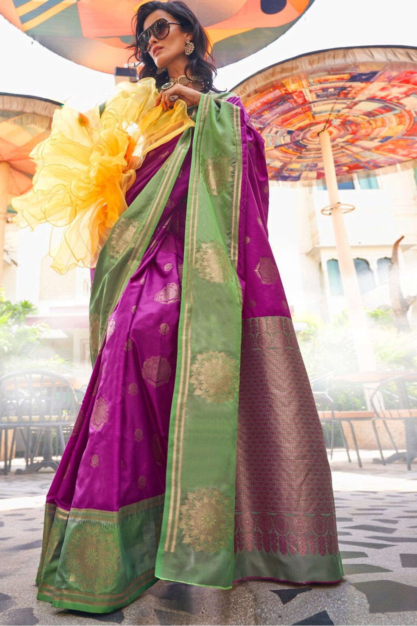 Buy MySilkLove Royal Heath Purple Handloom Katan Banarasi Saree Online