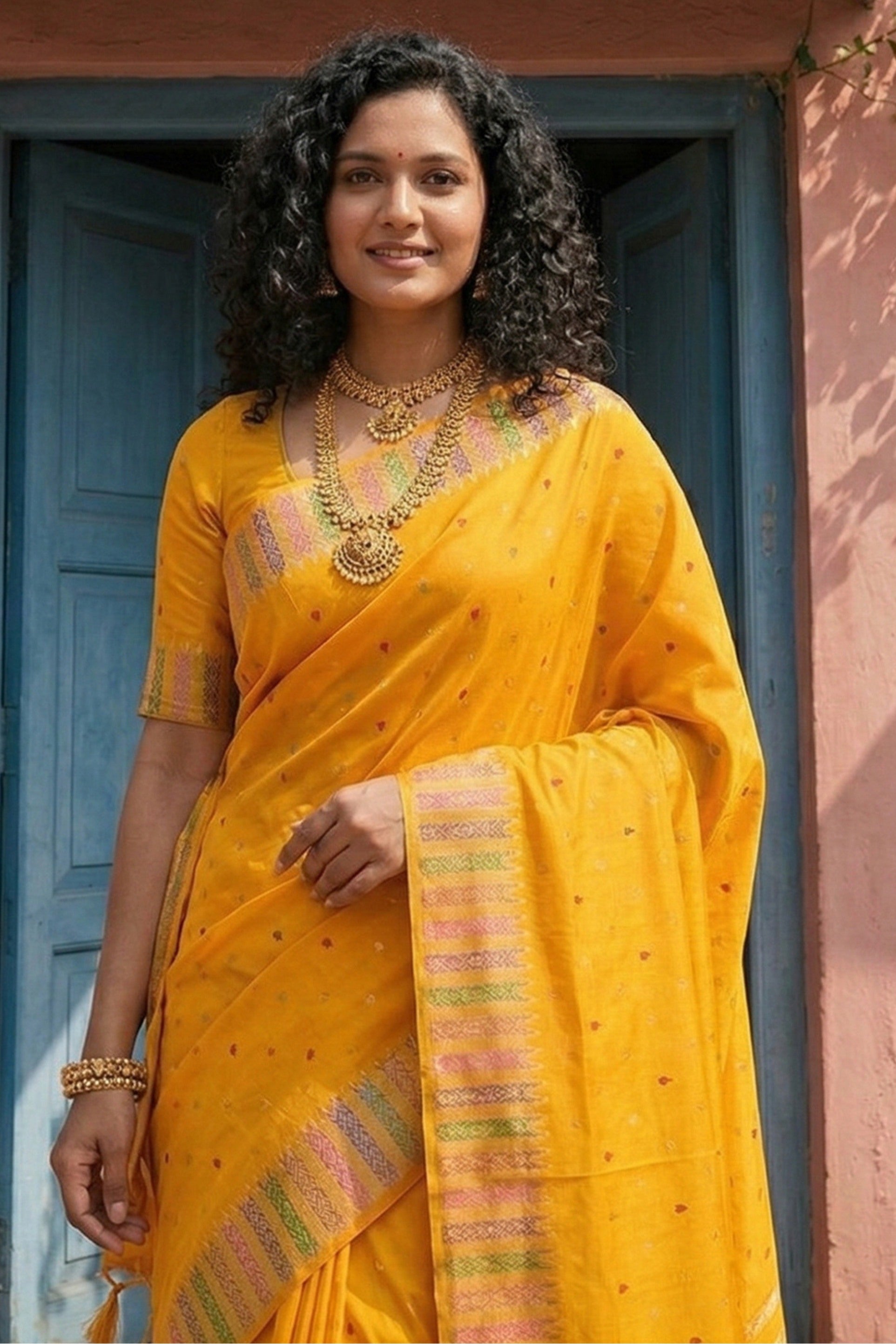 MySilkLove Sunflower Yellow Woven Banarasi Silk Saree