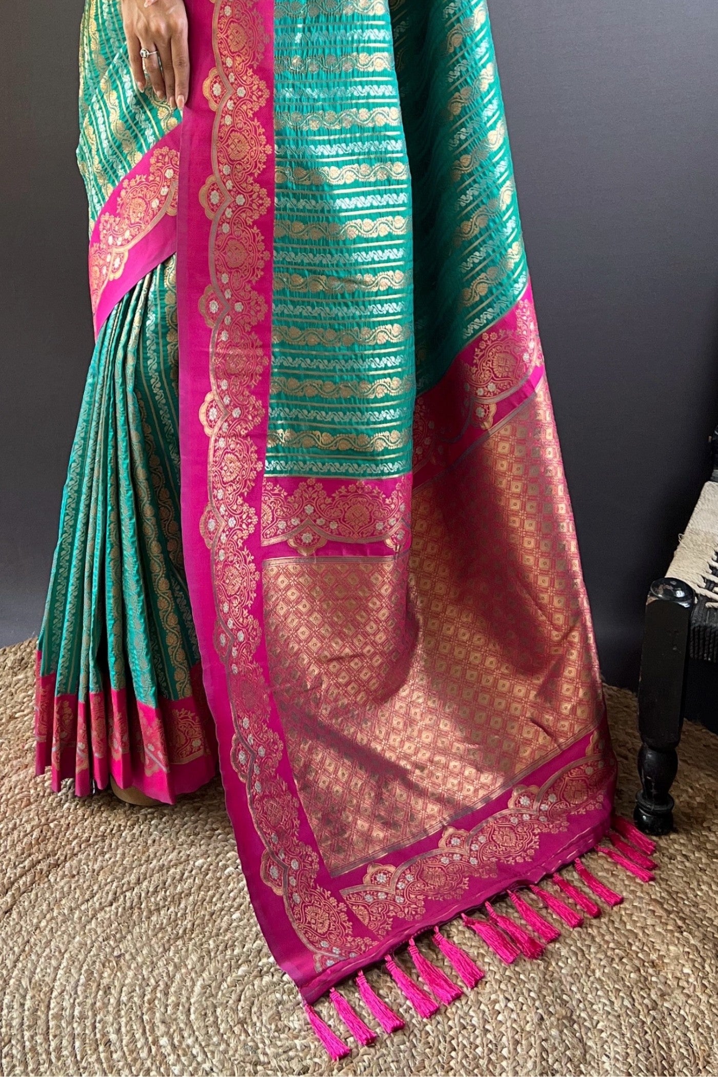 Buy MySilkLove Keppel Green Zari Woven Banarasi Saree Online