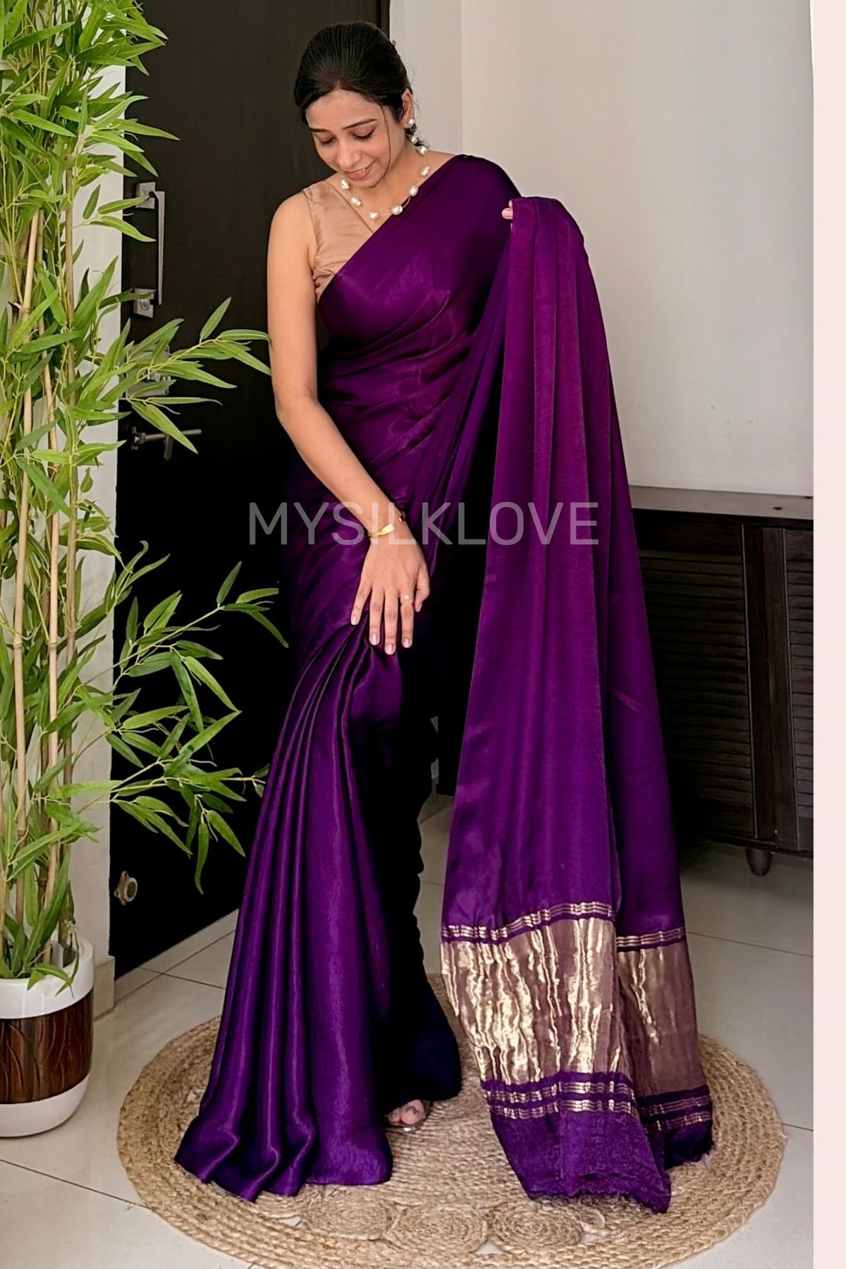 MySilkLove Jamun Purple Modal Pure Gajji Silk Saree with Lagdi Zari Pallu Saree
