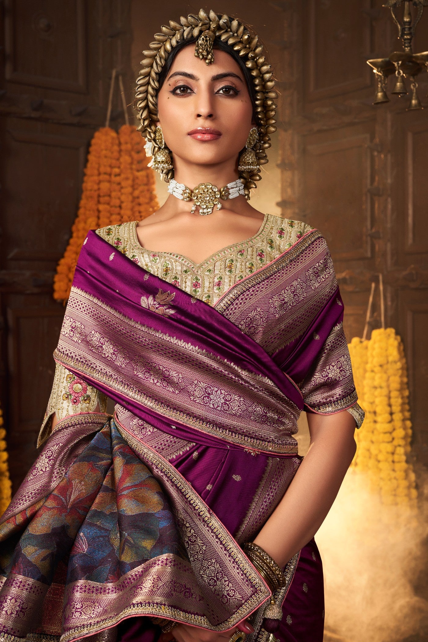 MySilkLove Jacaranda Purple Designer Banarasi Saree