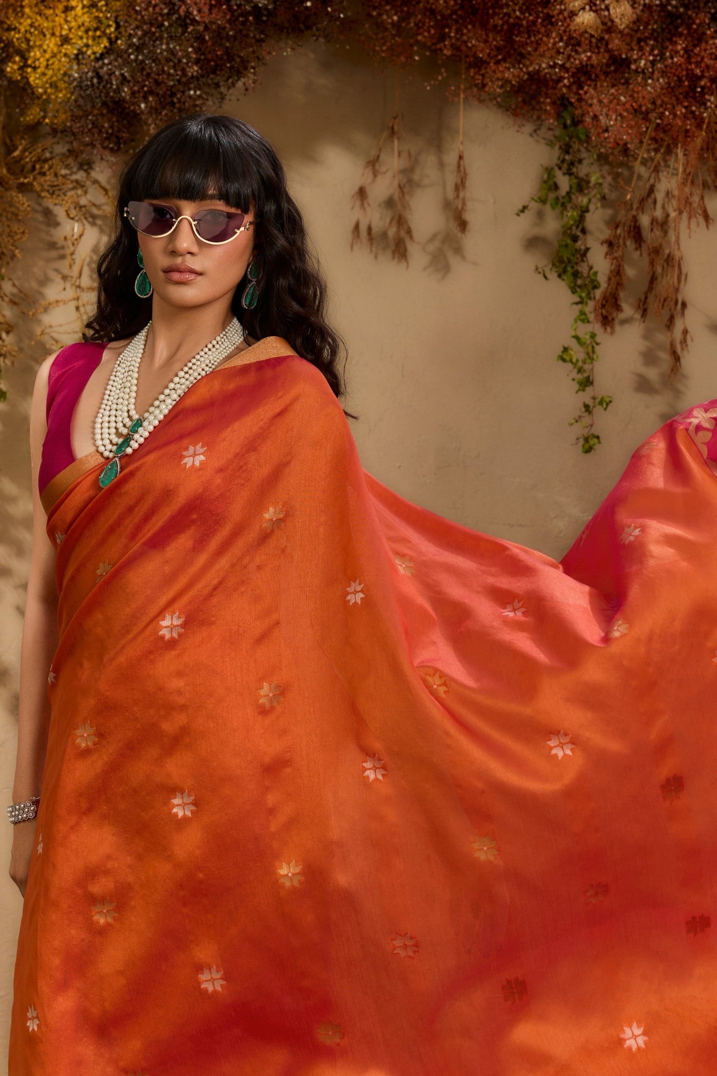 Buy MySilkLove Bronze Orange Tussar Handloom Silk Saree Online